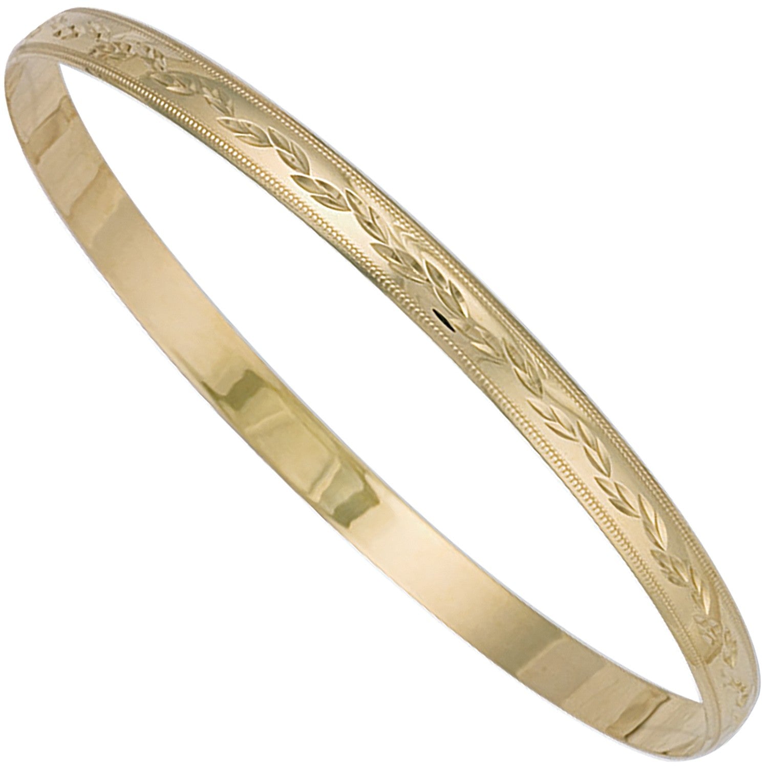 Yellow Gold 5mm Diamond Cut D - Shaped Slave Bangle