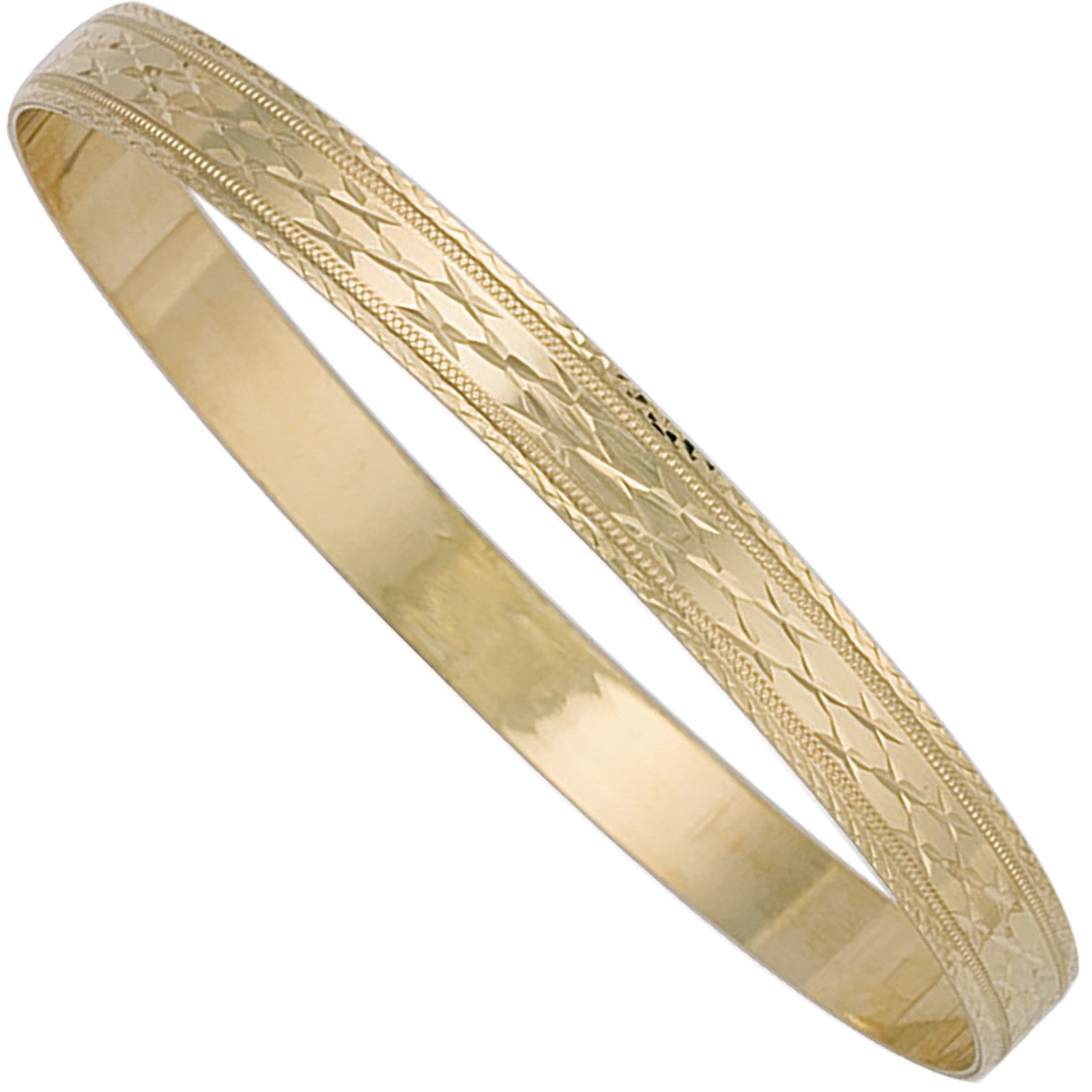 Yellow Gold 6mm Diamond Cut Slave Bangle