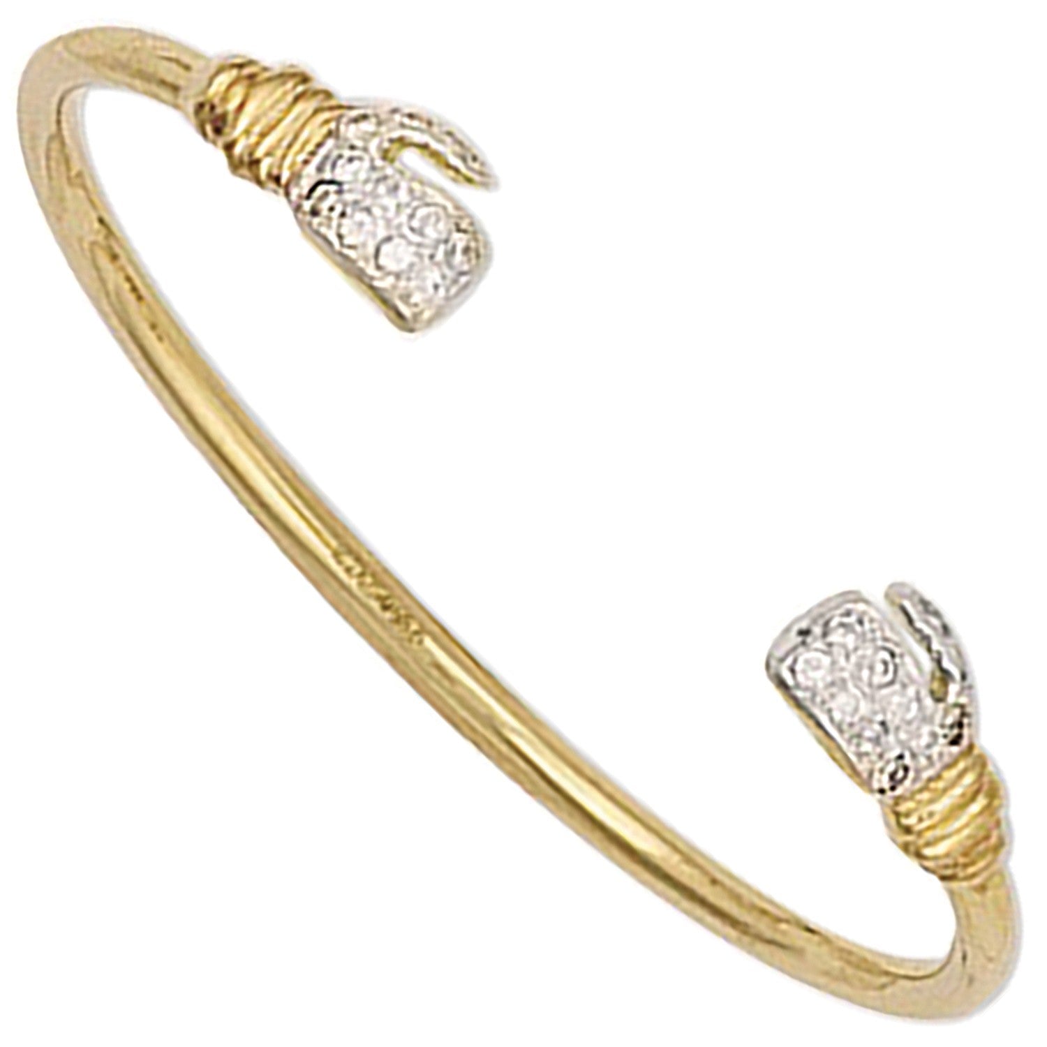 Yellow Gold Baby Cubic Zirconia Boxing Glove Bangle