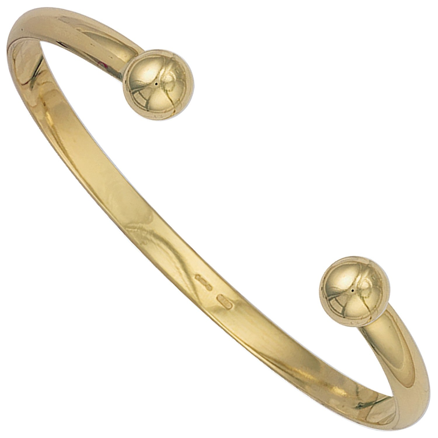 Yellow Gold 5mm D - Shaped Solid Torque Bangle