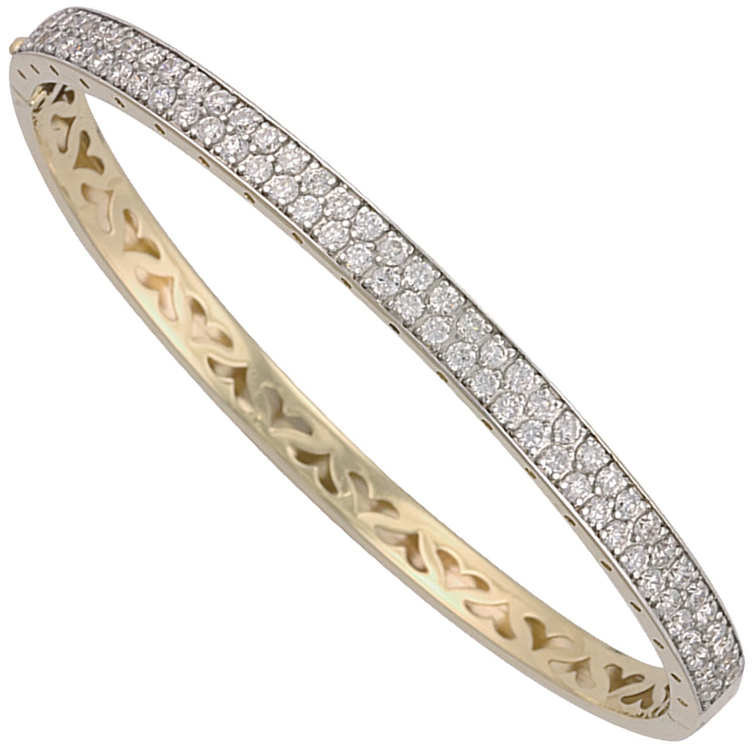 Yellow Gold Pave Set Cubic Zirconia Bangle