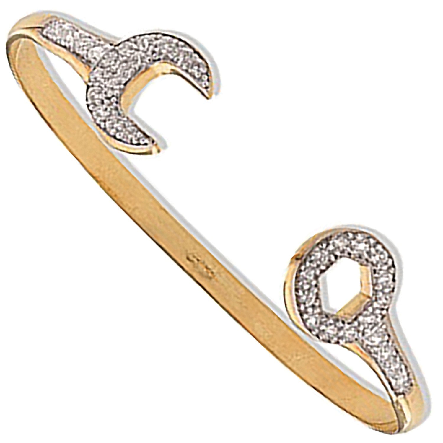 Yellow Gold Baby Cubic Zirconia Spanner Bangle