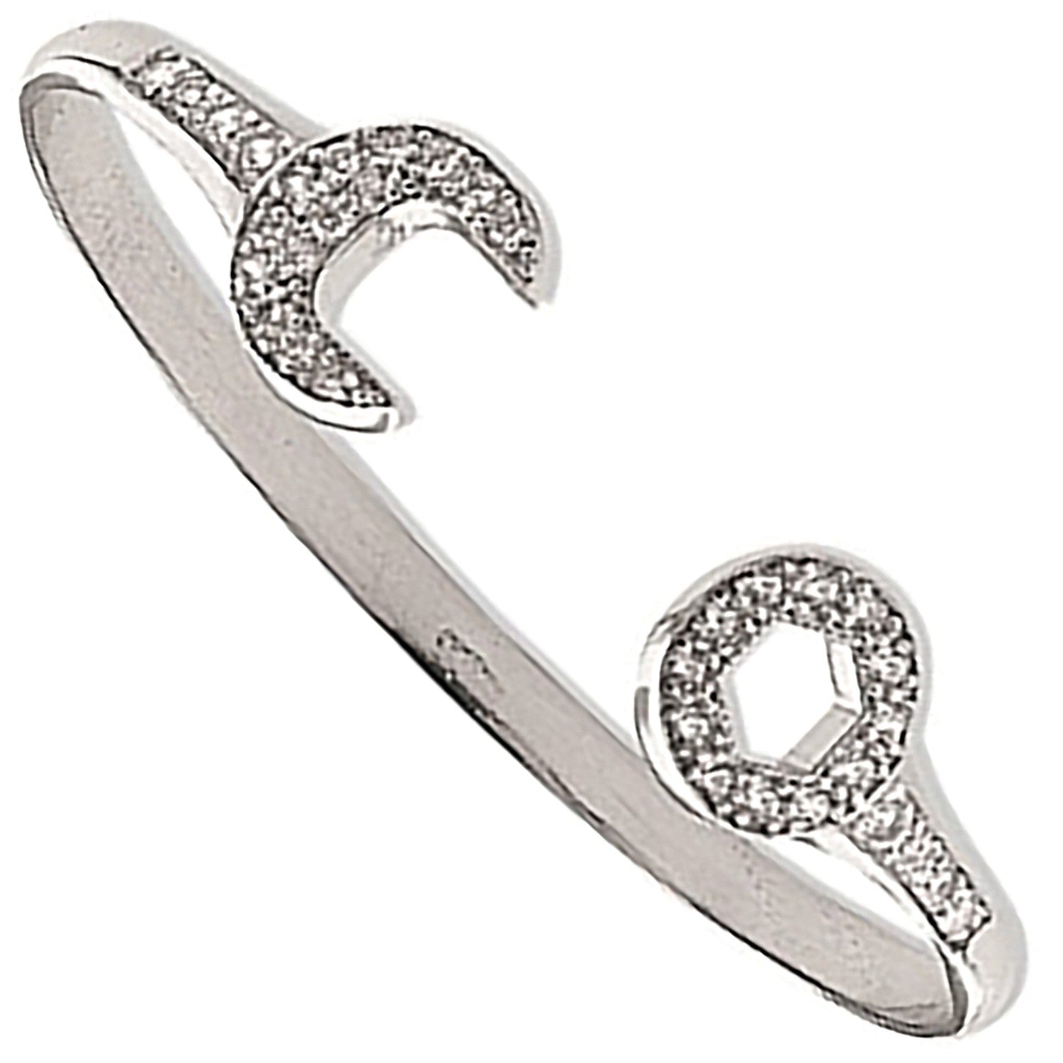 White Gold Baby Cubic Zirconia Spanner Bangle