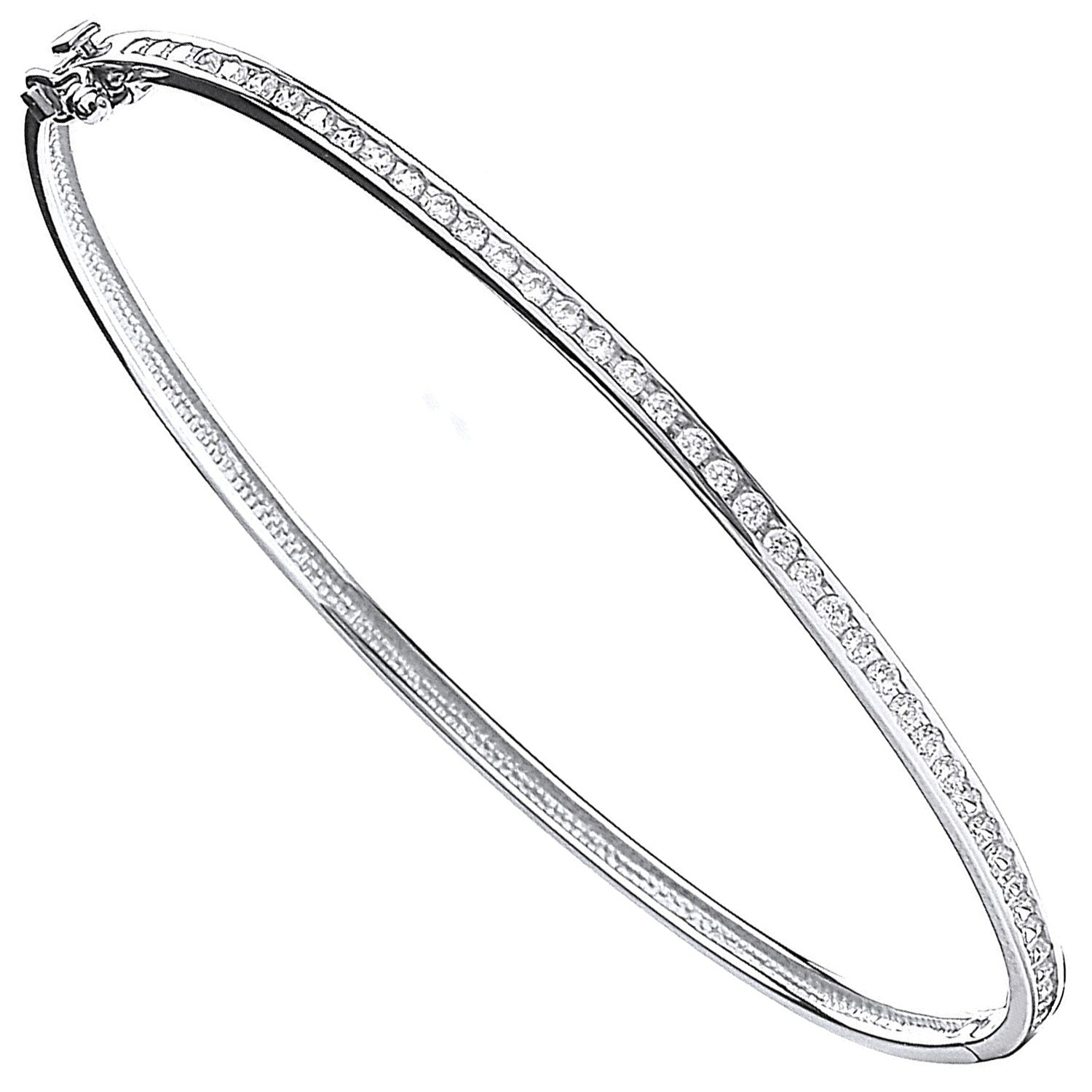 White Gold Cubic Zirconia 3mm Bangle