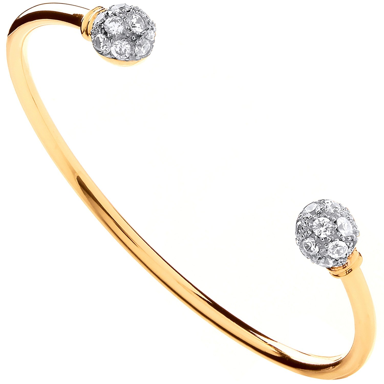 Yellow Gold CZ Ladies Torque Bangle