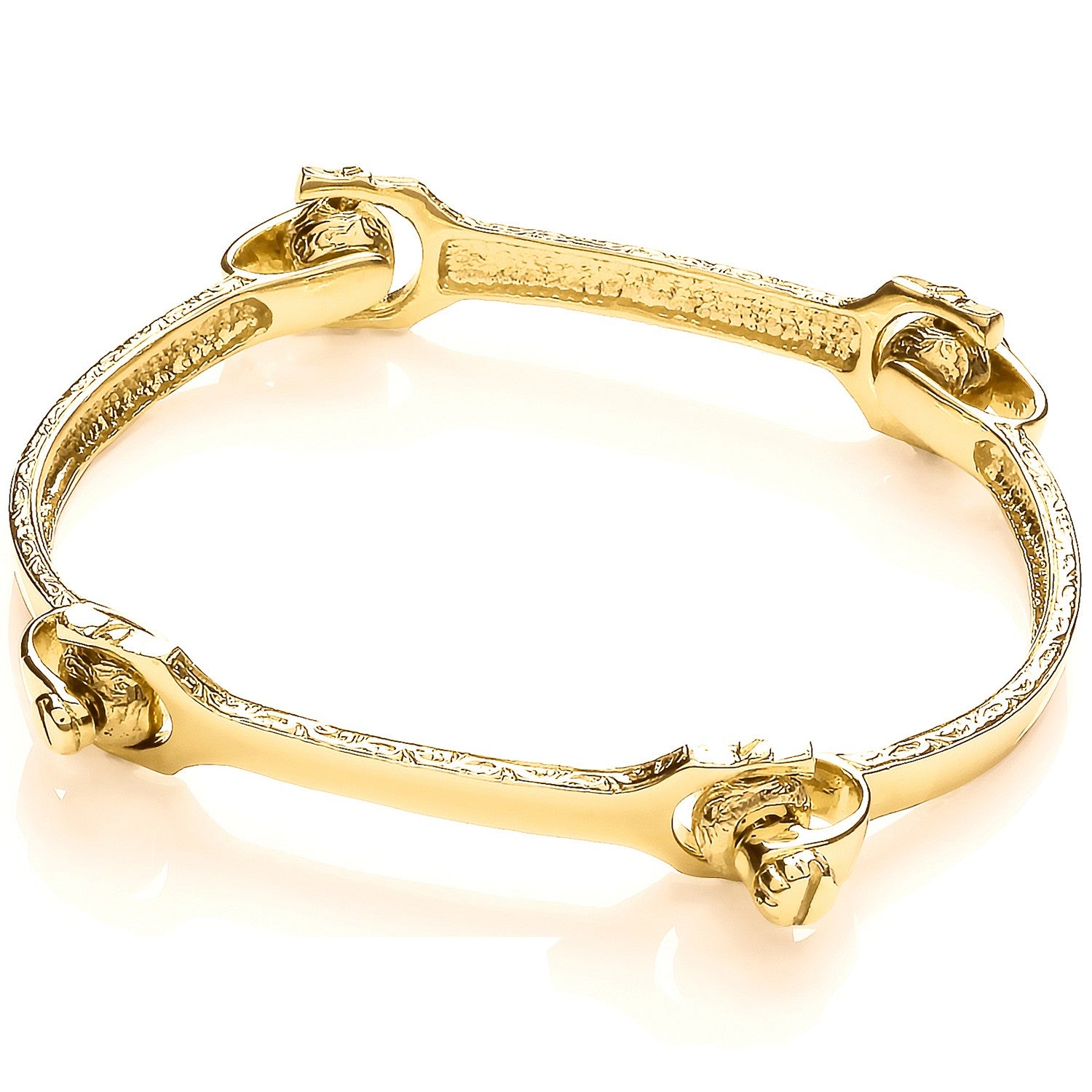 Yellow Gold 4 Piece Bone Ladies Bangle