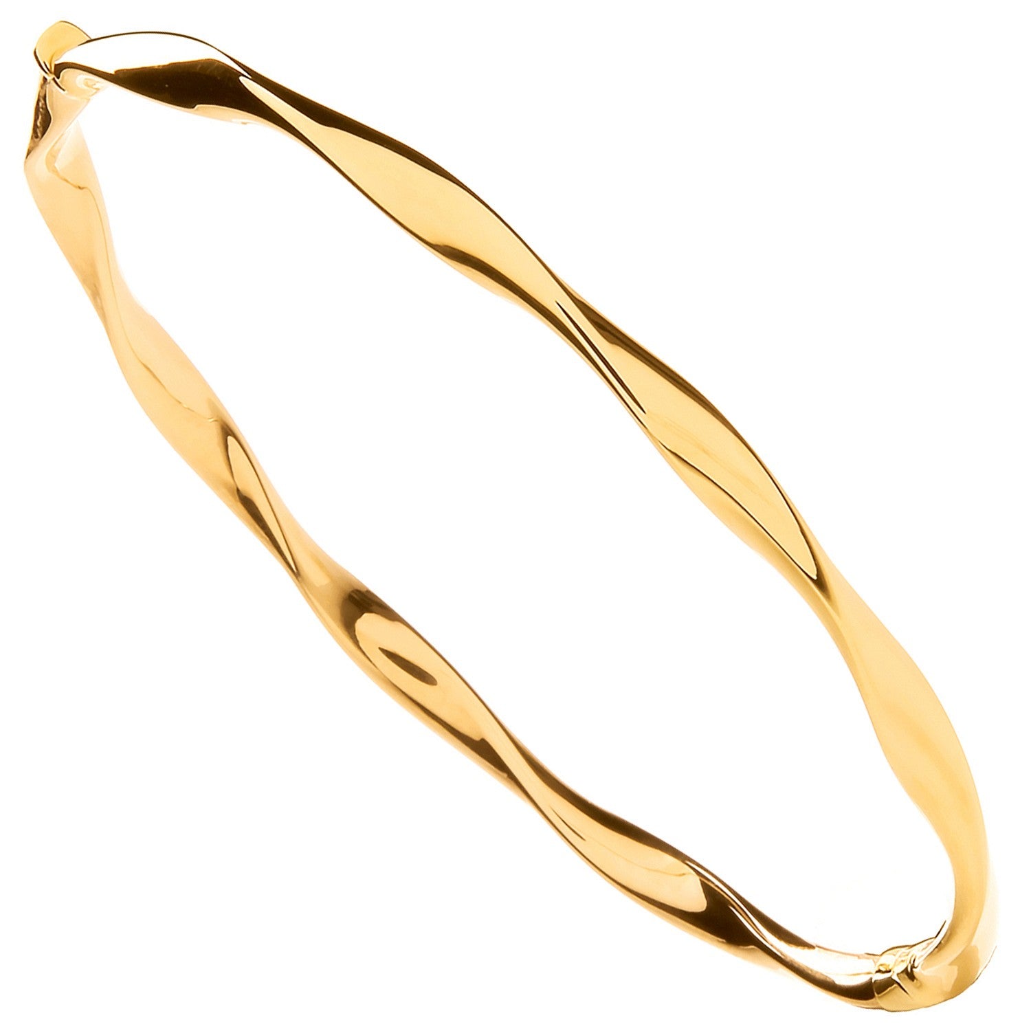 Yellow Gold Hollow Twist Ladies Bangle