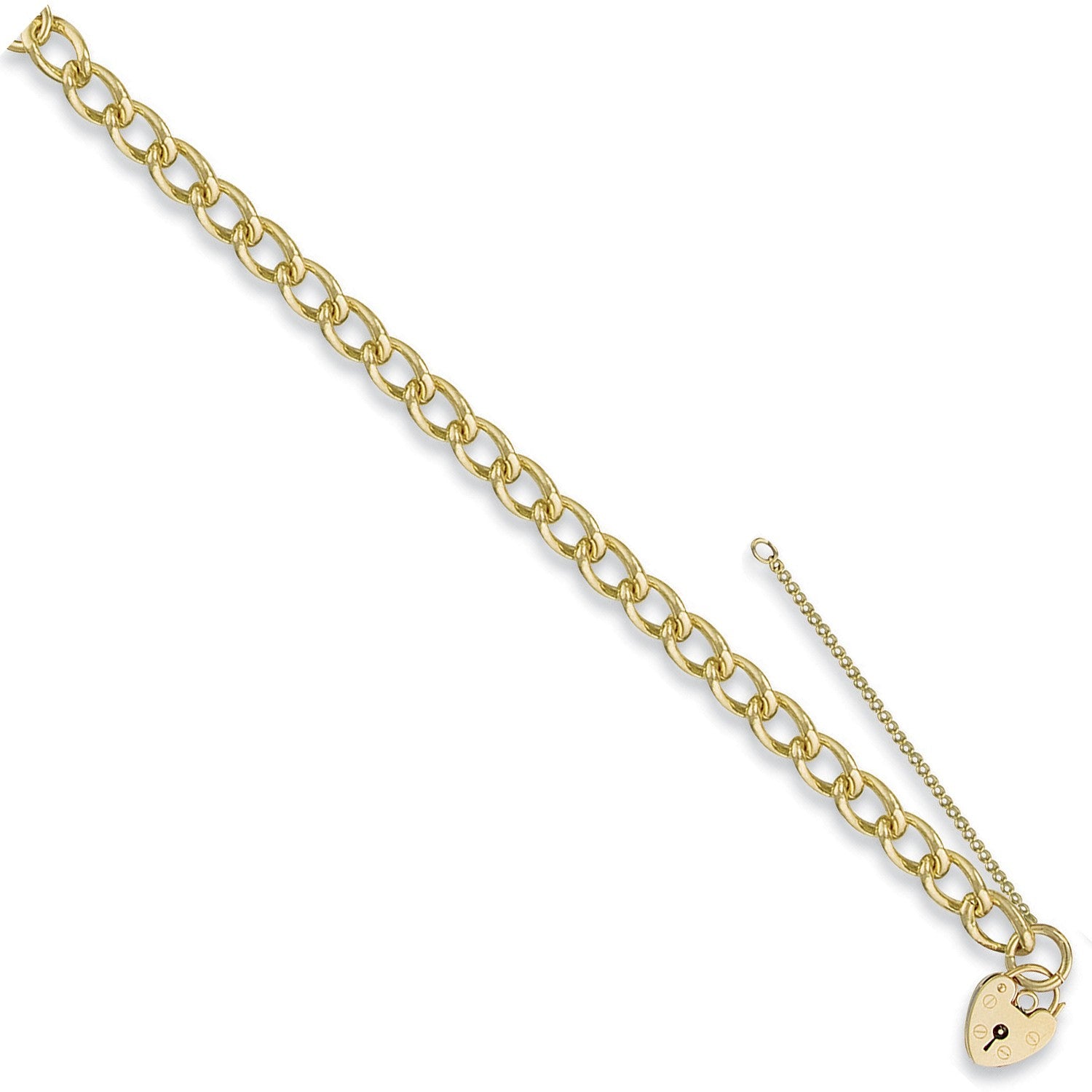 Yellow Gold Open Curb & Padlock Charm Bracelet