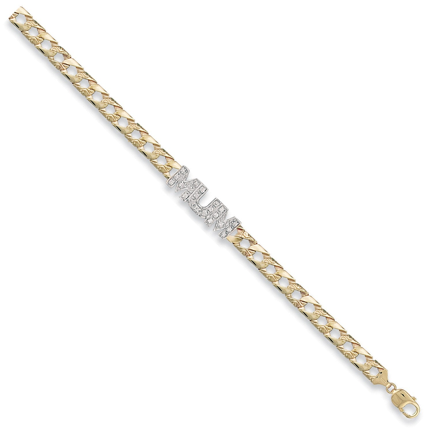 Yellow Gold Casted Cubic Zirconia Mum Bracelet