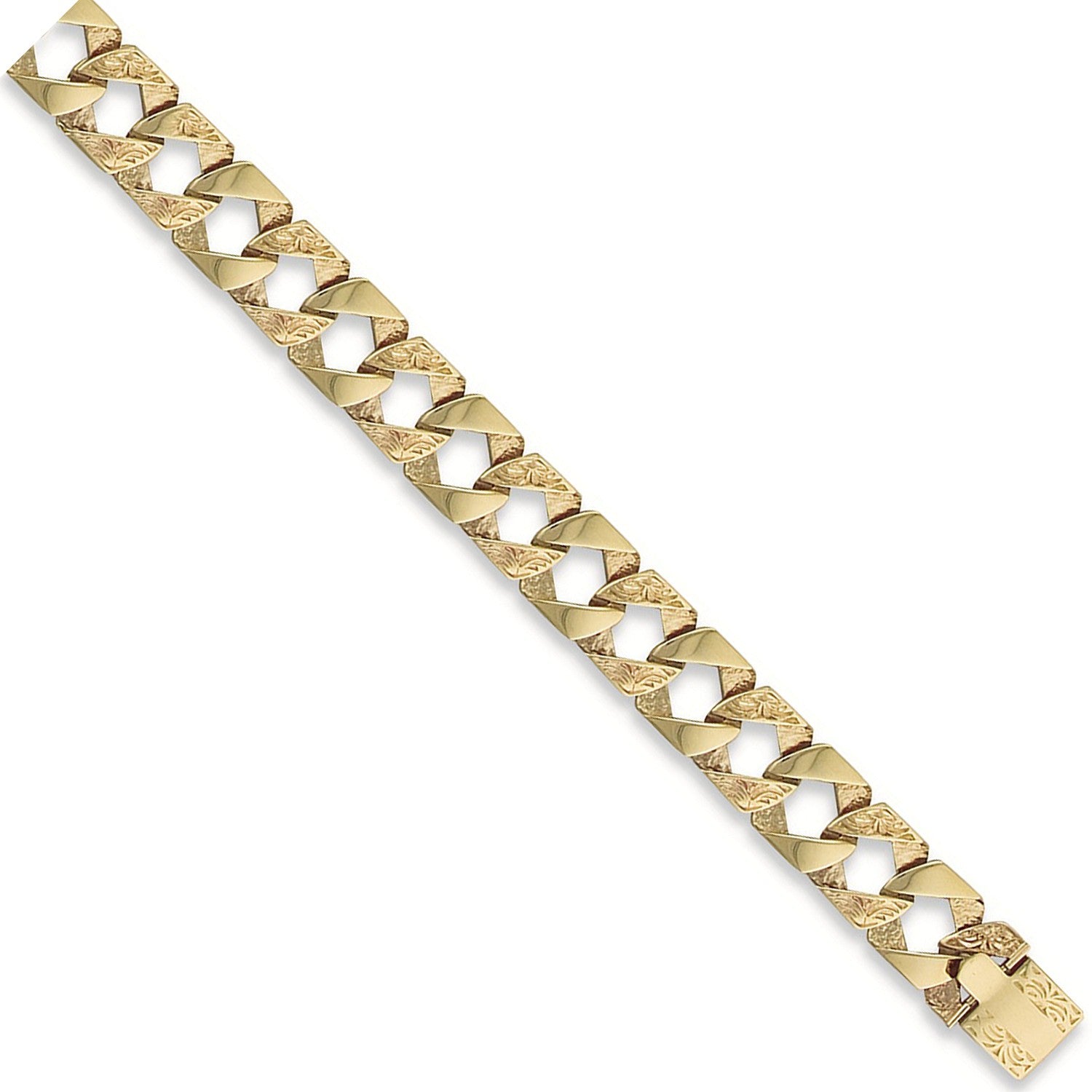 Yellow Gold Plain & Patterned Casted Curb Bracelet