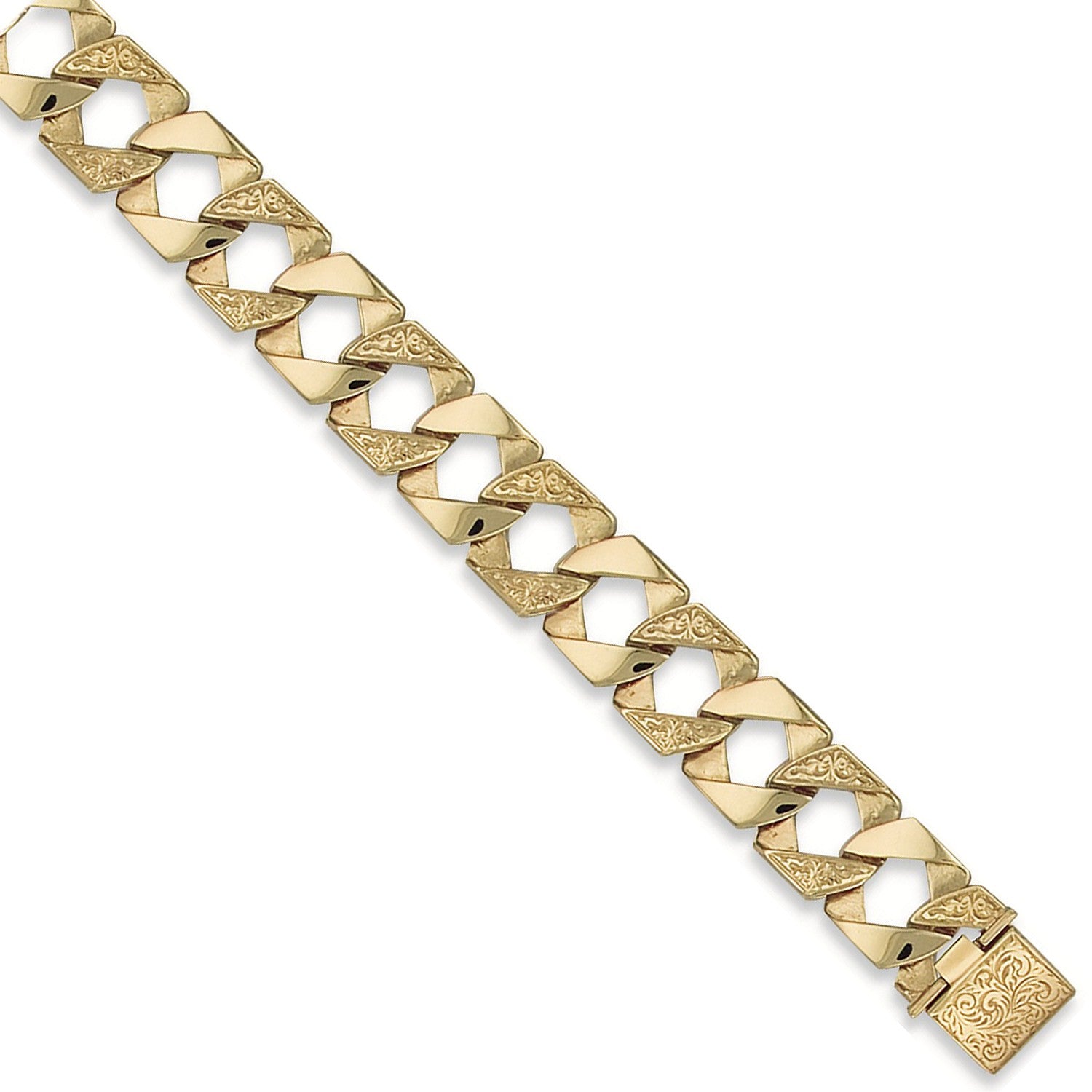 Yellow Gold Plain & Patterned Casted Curb Bracelet