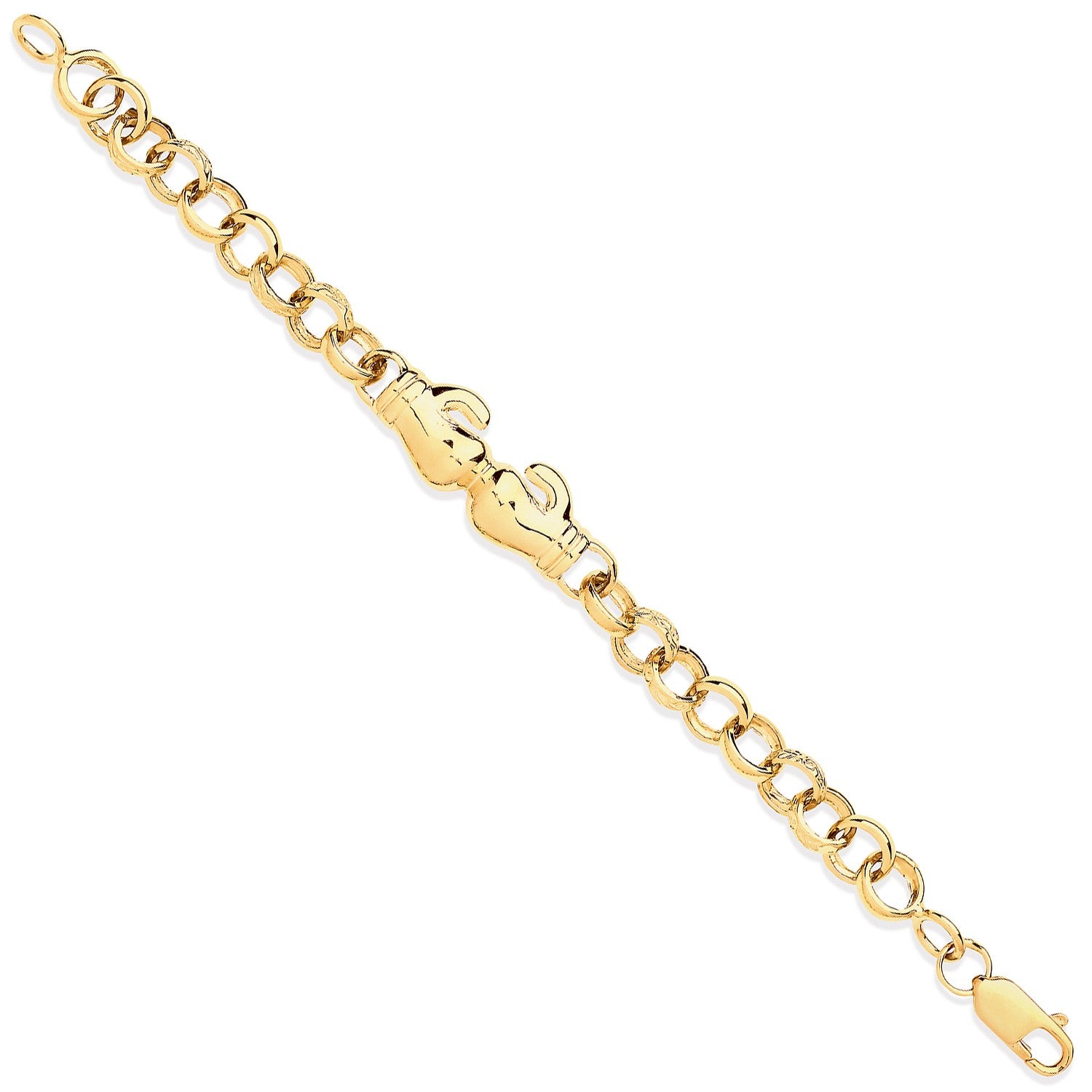 Yellow Gold Belcher Links Boxing Gloves Baby Bracelet