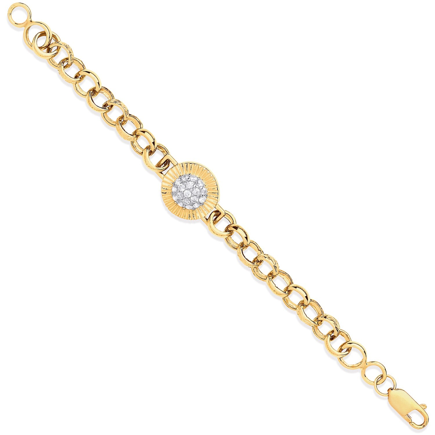 Yellow Gold Belcher Links Cubic Zirconia Fancy Baby Bracelet