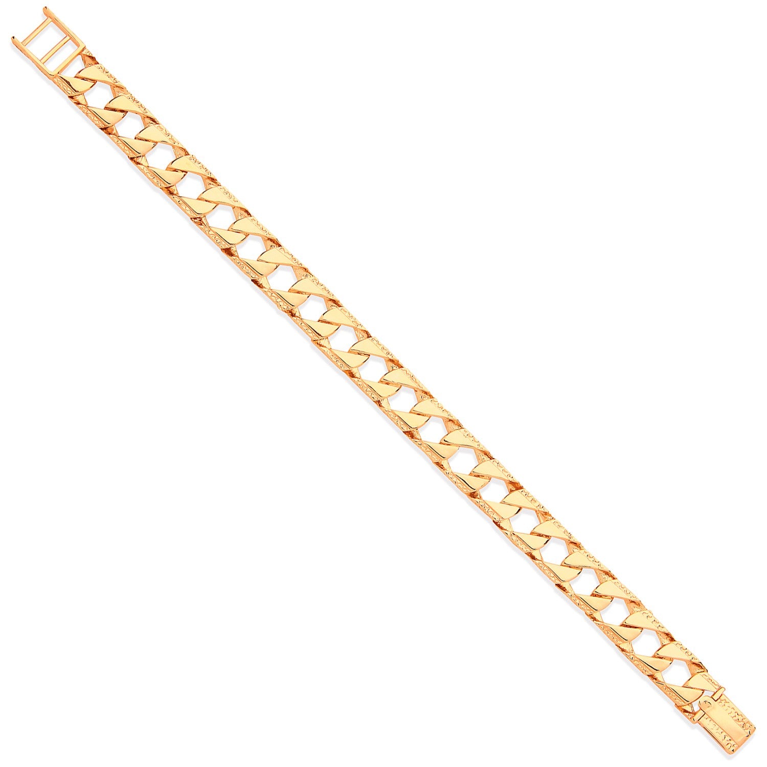 Yellow Gold Casted Grain Edge Gents Bracelet