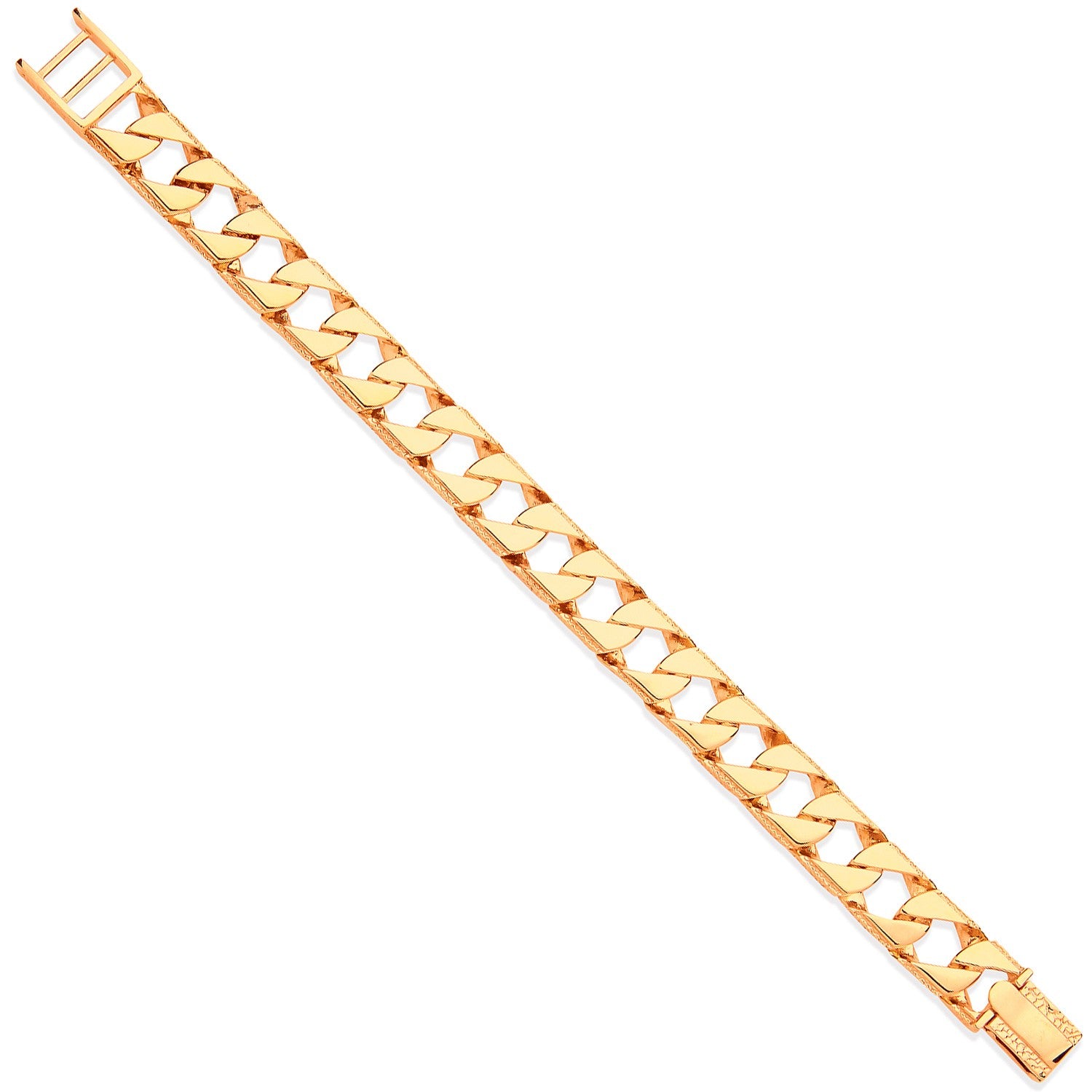 Yellow Gold Casted Grain Edge Gents Bracelet