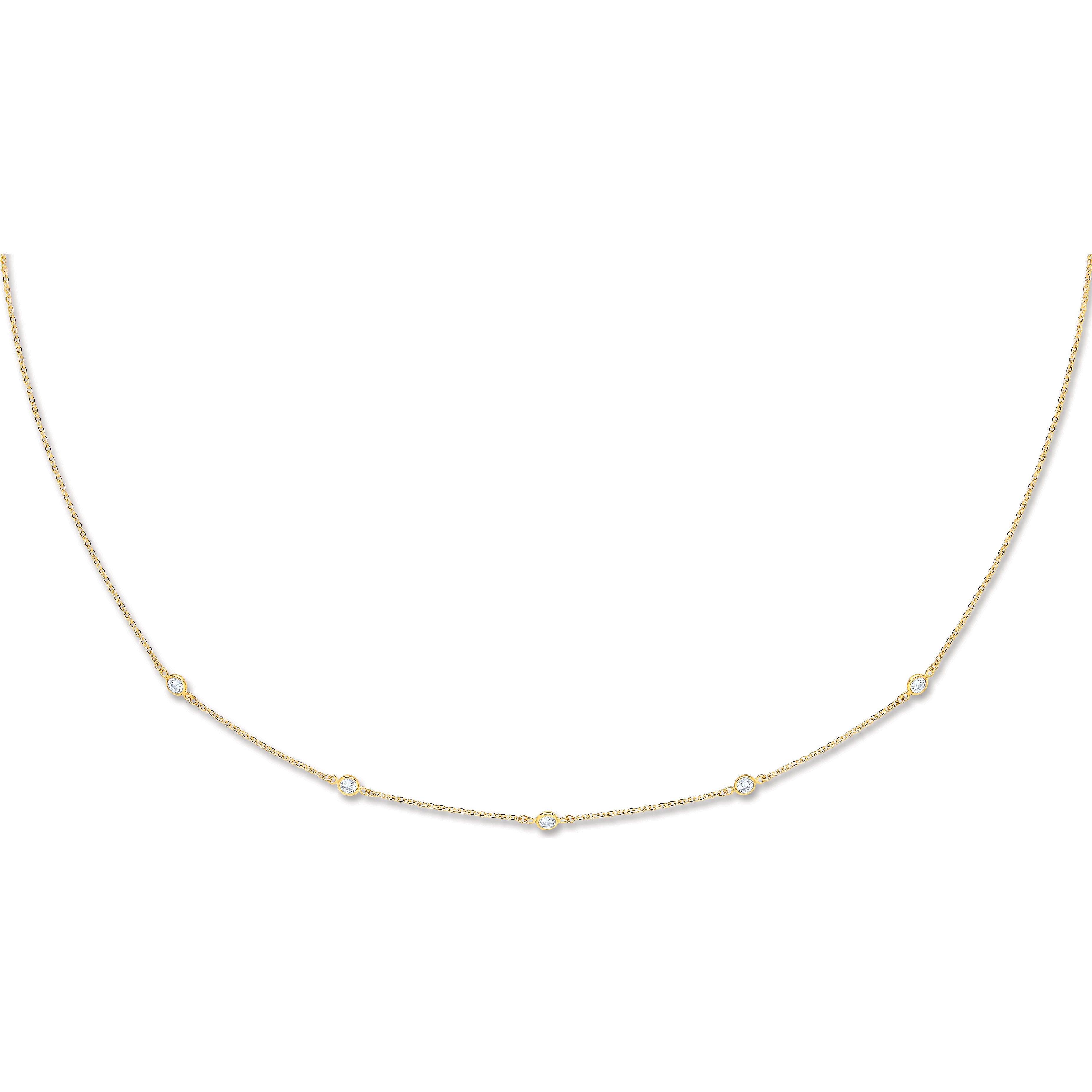 Yellow Gold Cubic Zirconia by the Yard Cubic Zirconia Bracelet & Necklace (07", 18" & 36")