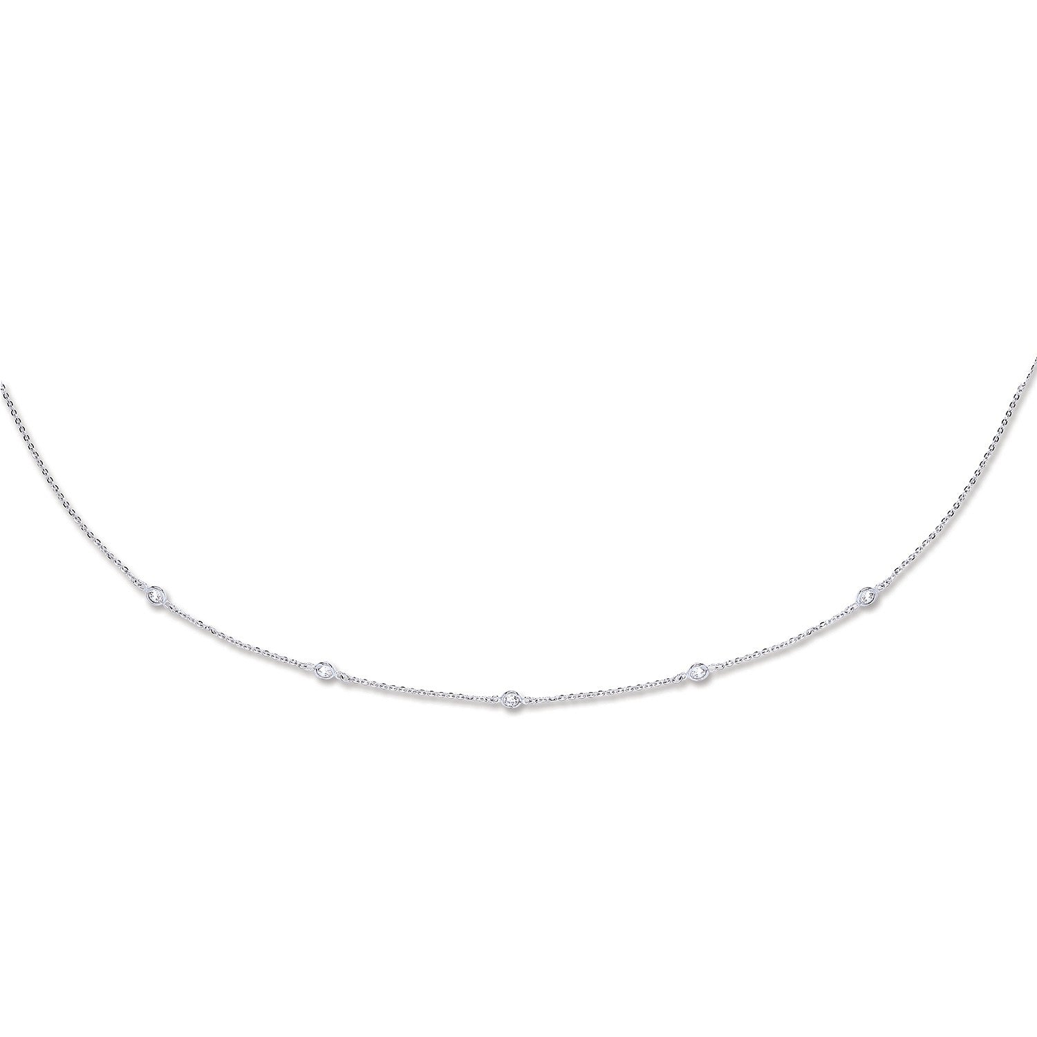 White Gold Cubic Zirconia by the Yard Cubic Zirconia Bracelet & Necklace (07", 18" & 36")