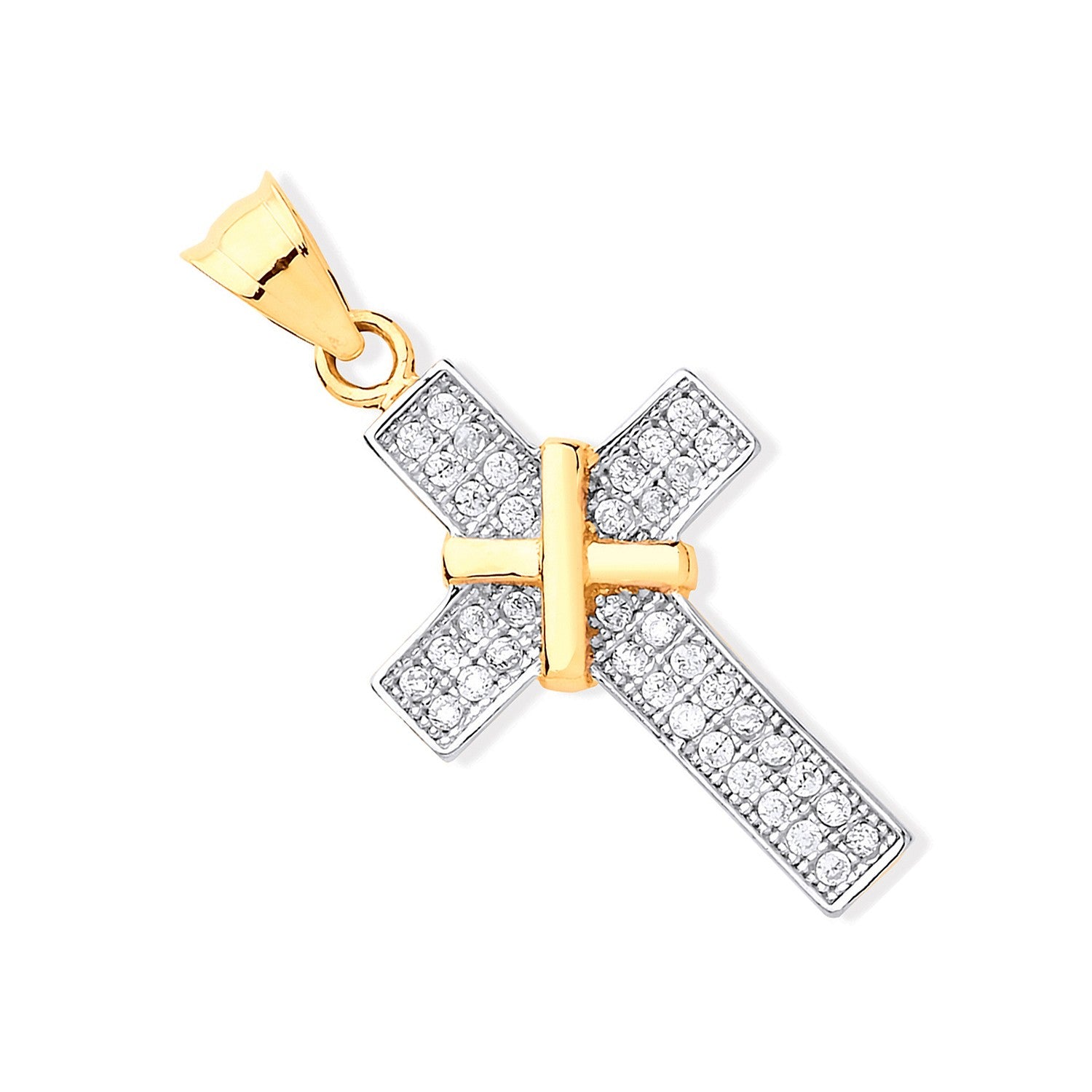 Yellow Gold with CZs Cross