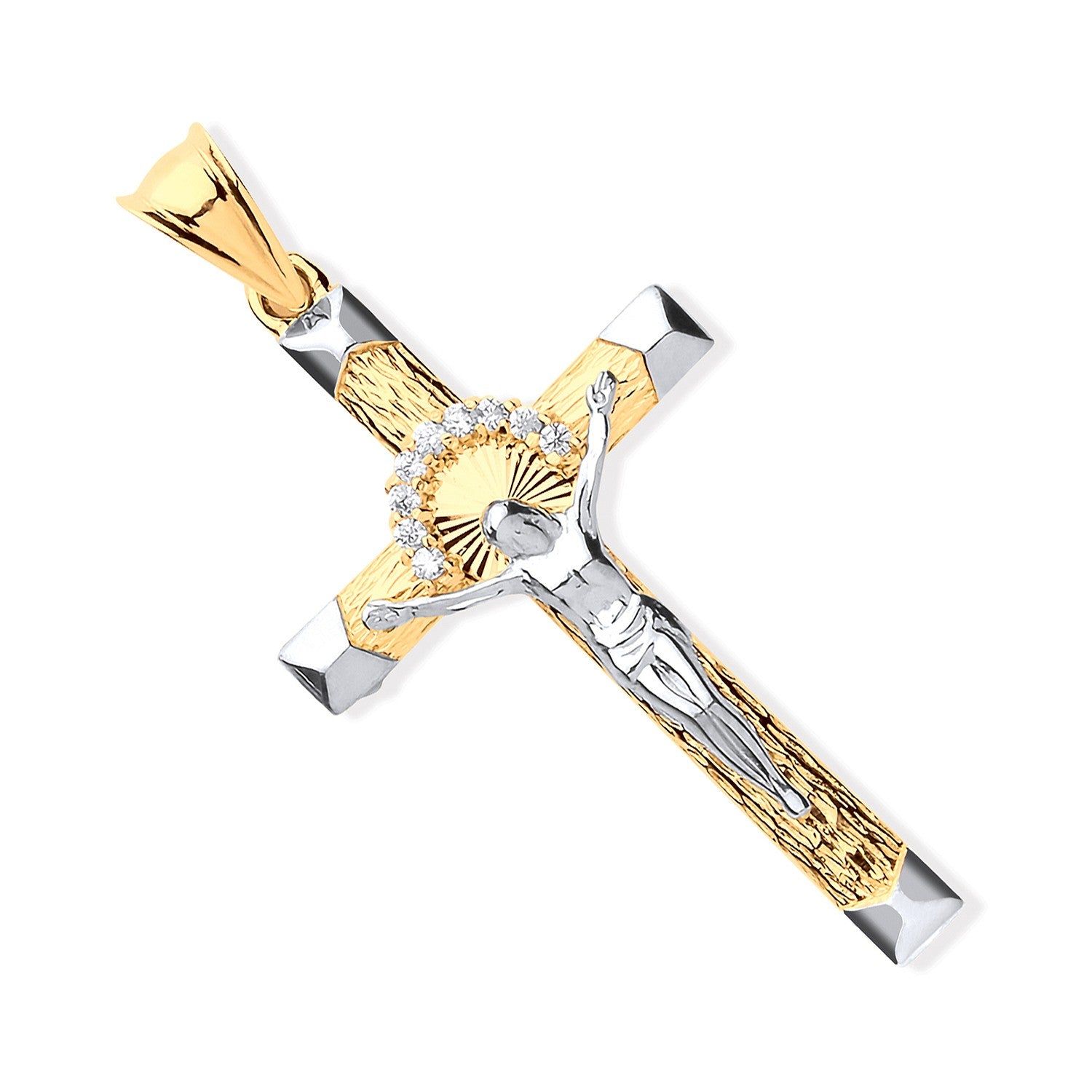 Y & White Gold Crucifix With CZs