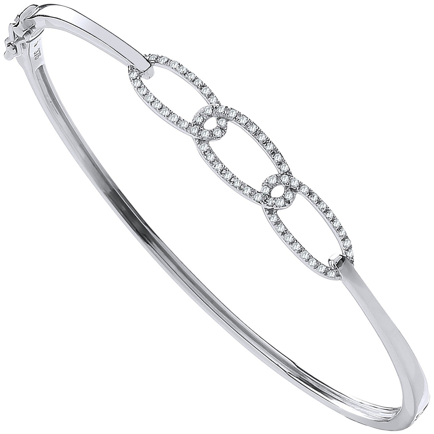 9ct White Gold 0.20ctw Chain Link Diamond Bangle