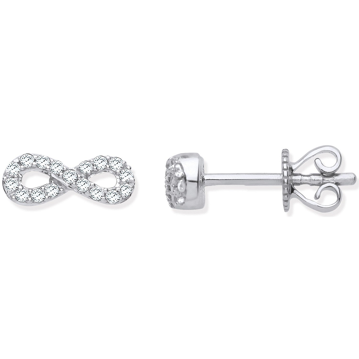 9ct White Gold Infinity 0.15ctw Diamond Studs