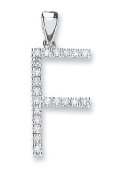 9ct White Gold 0.16ct Diamond F Initial