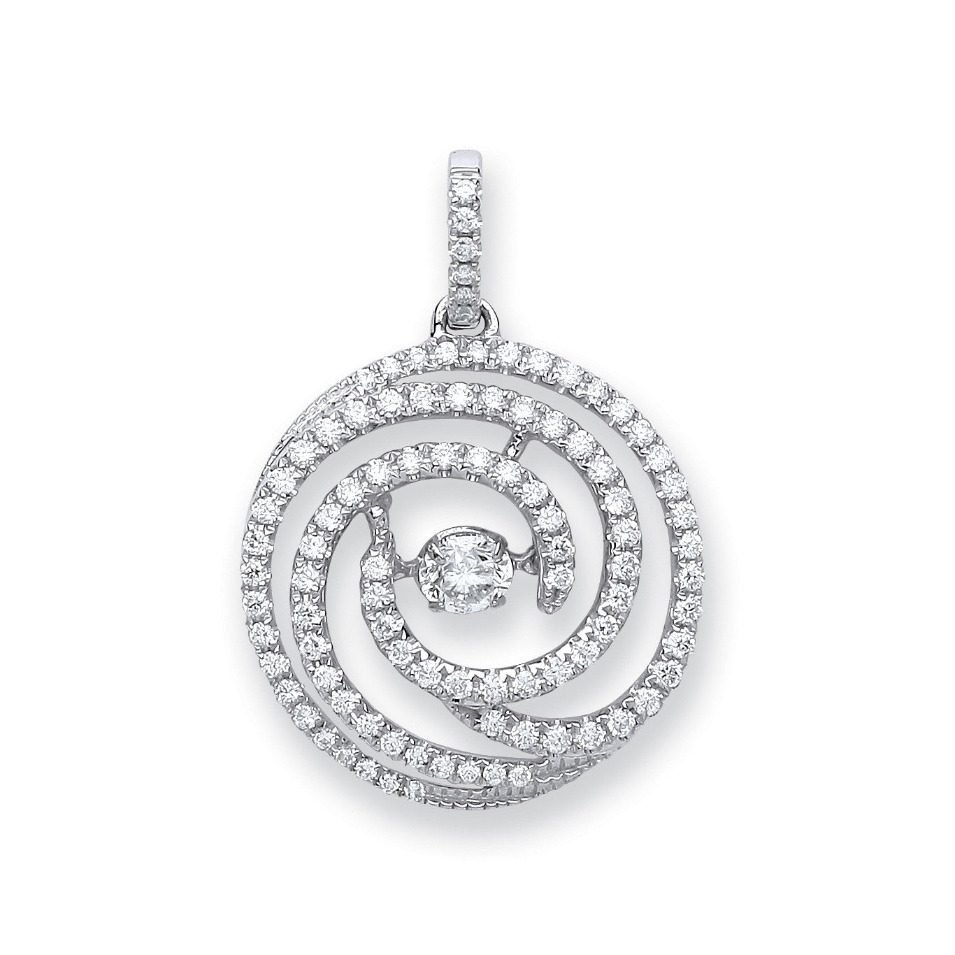 18ct White Gold 0.60ct Dancing Diamond Drop Pendant