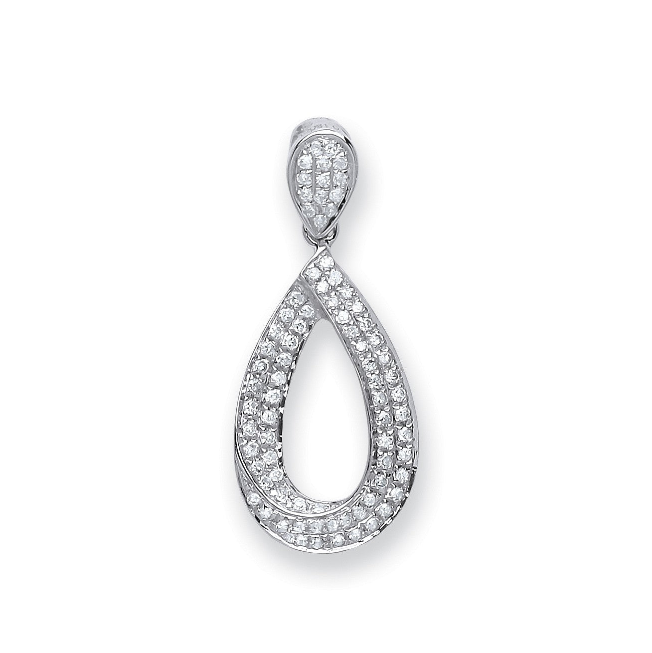 9ct White Gold 0.20ct Pear Diamond Drop Pendant