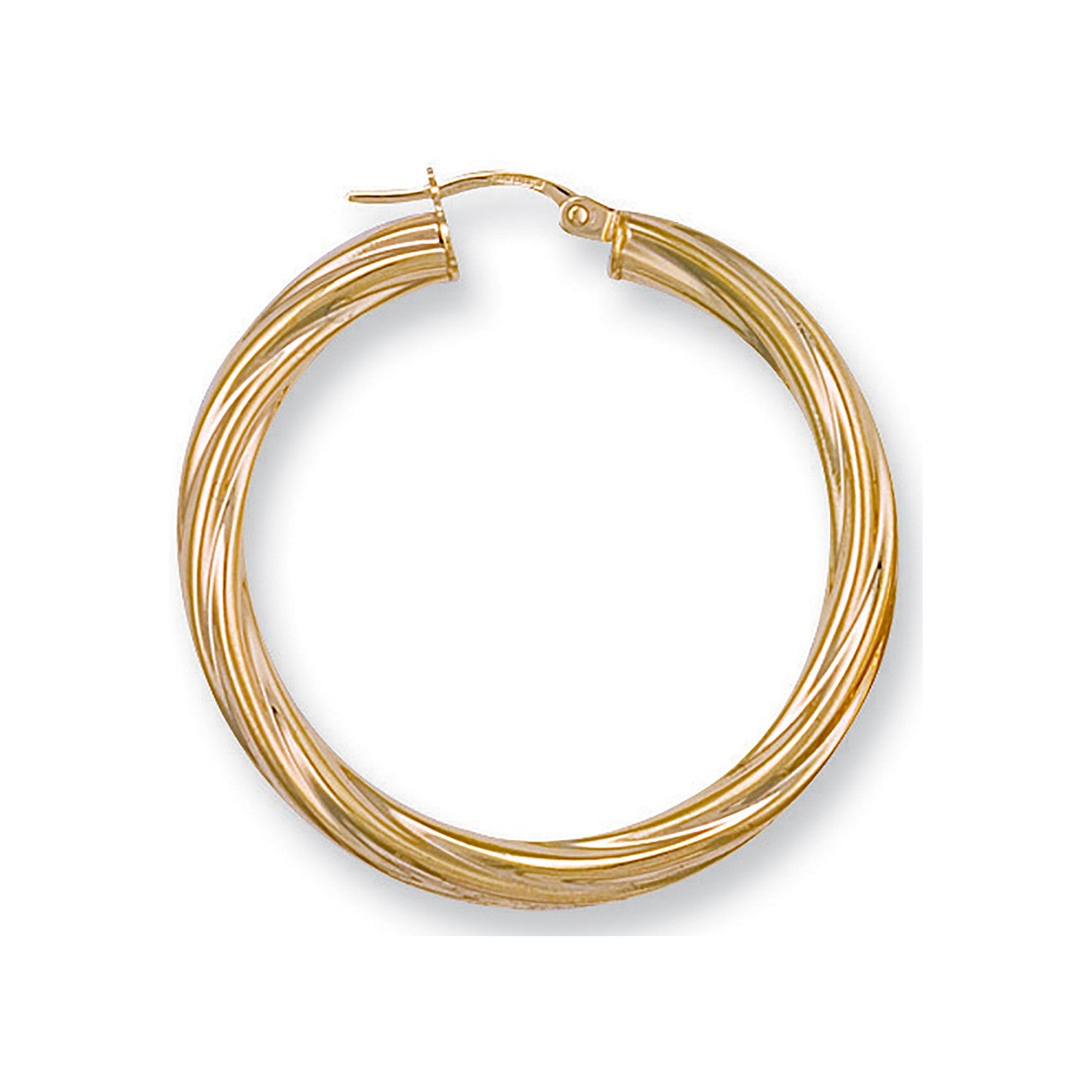 Yellow Gold 37mm Twisted Hoop Earrings