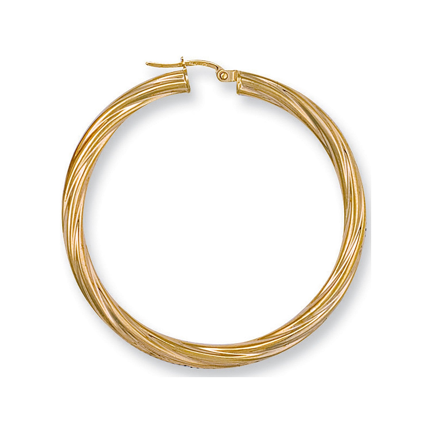 Yellow Gold 47mm Twisted Hoop Earrings