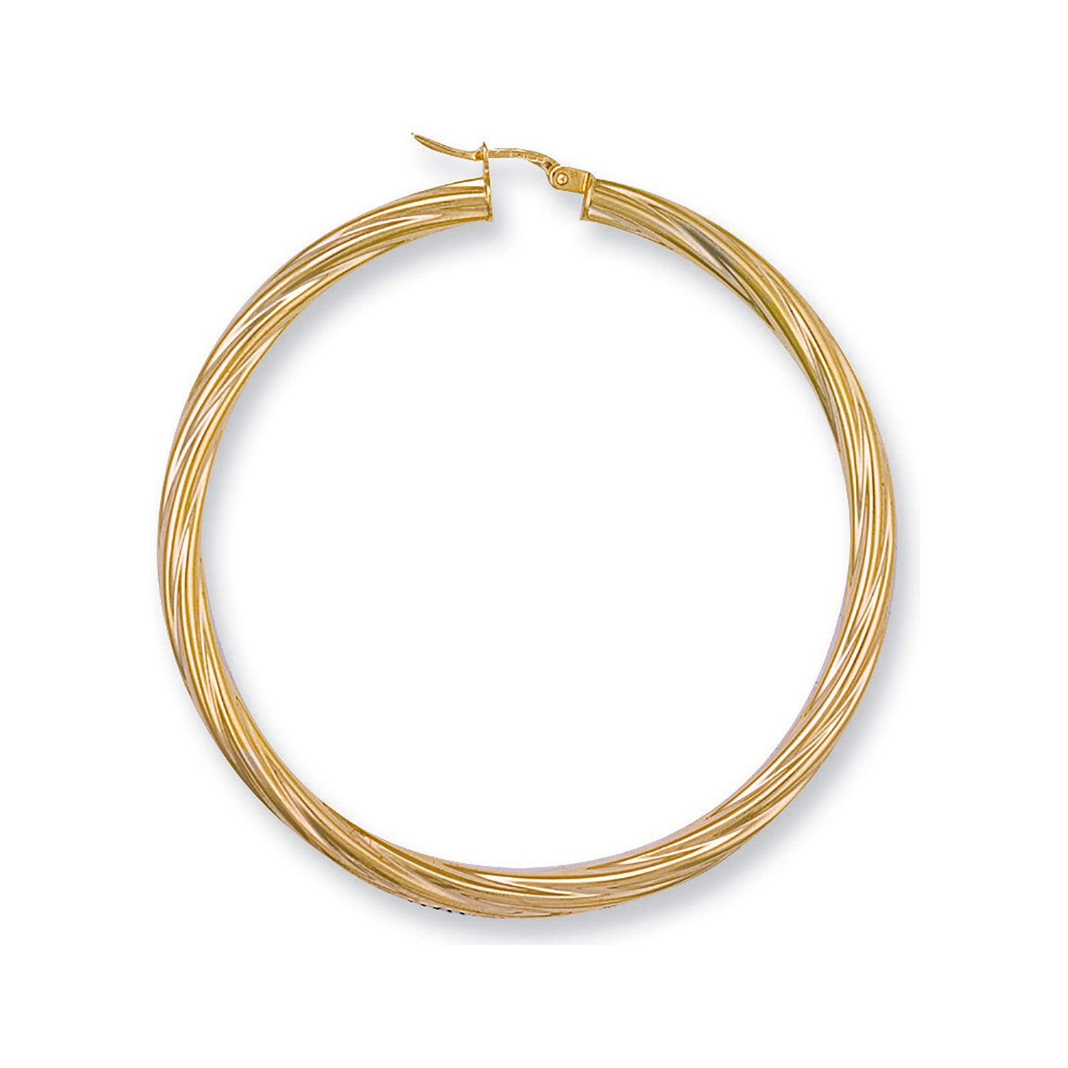 Yellow Gold 57mm Twisted Hoop Earrings