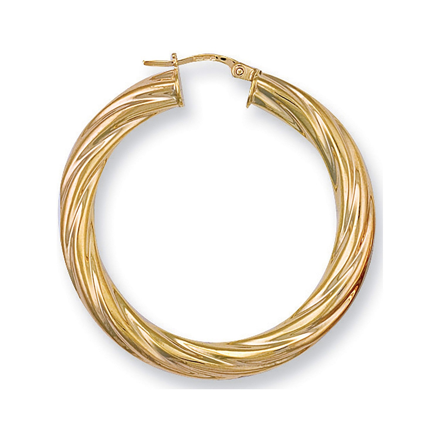 Yellow Gold 39mm Twisted Hoop Earrings