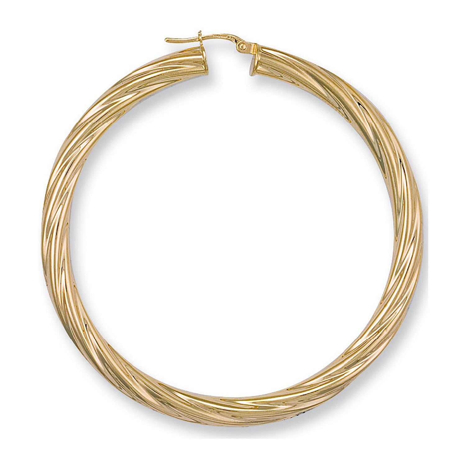 Yellow Gold 59mm Twisted Hoop Earrings