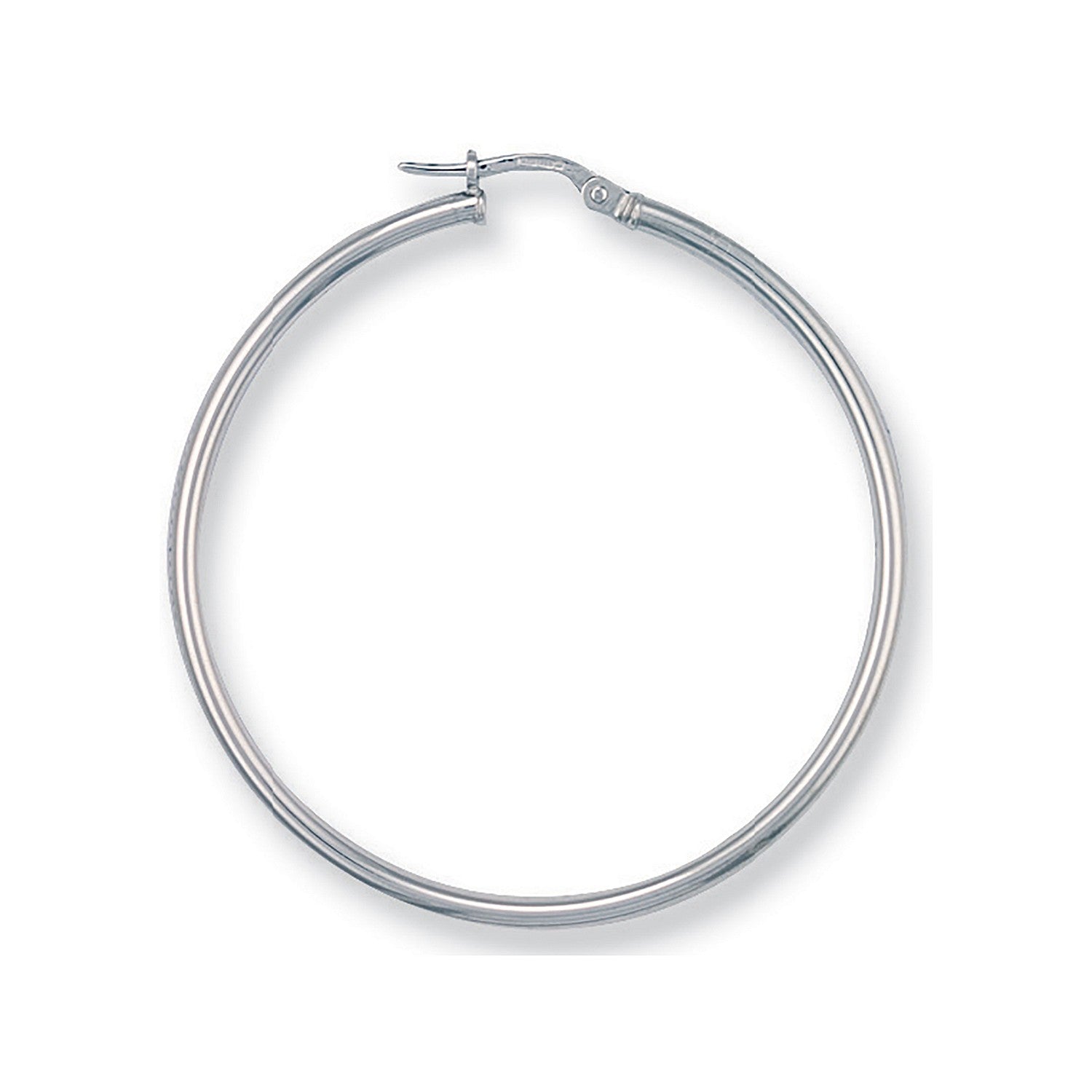 White Gold 44mm Round Tube Hoop Earrings