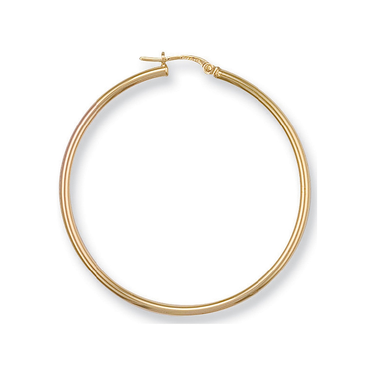 Yellow Gold 44mm Round Tube Hoop Earrings