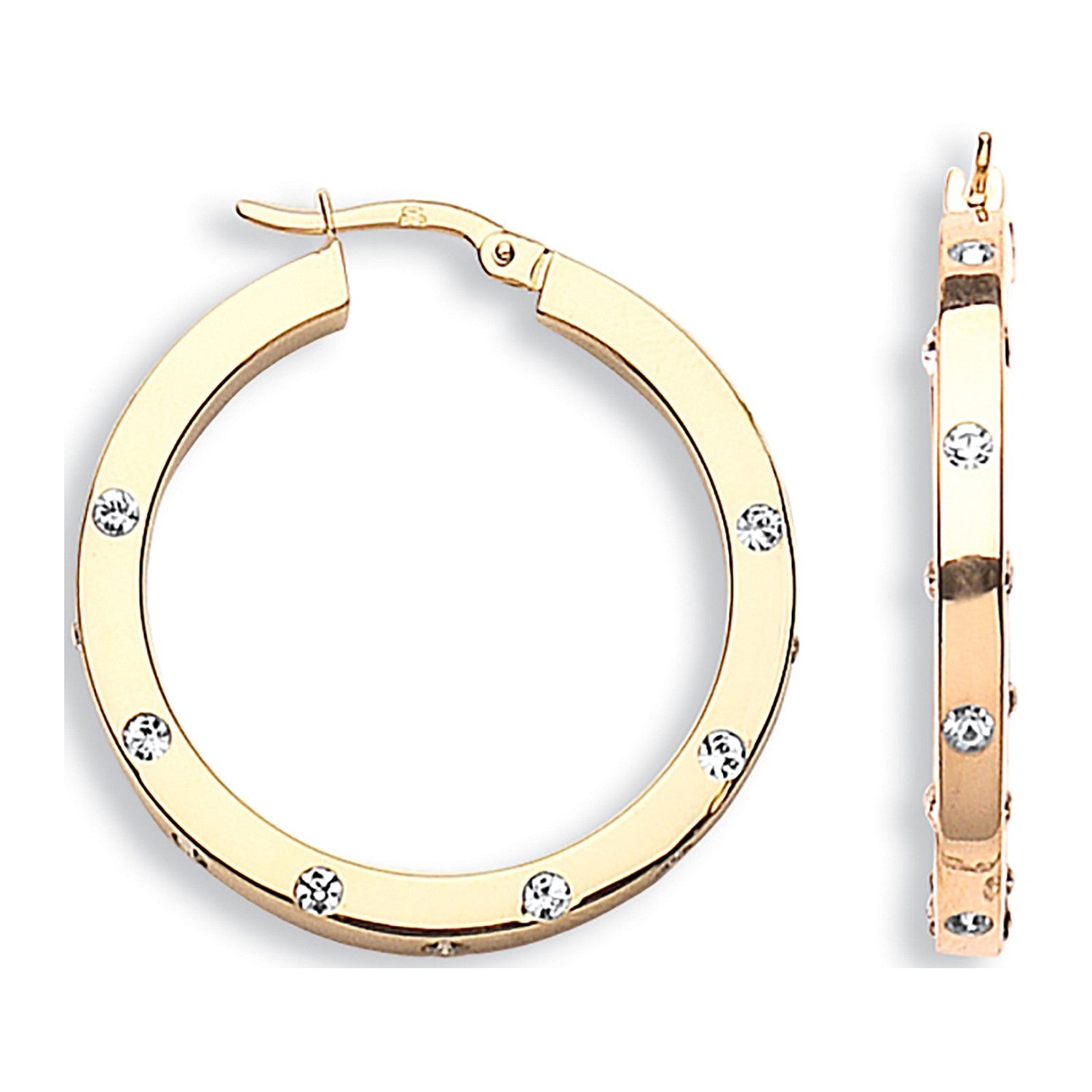 Yellow Gold Cubic Zirconia Hoop Earrings