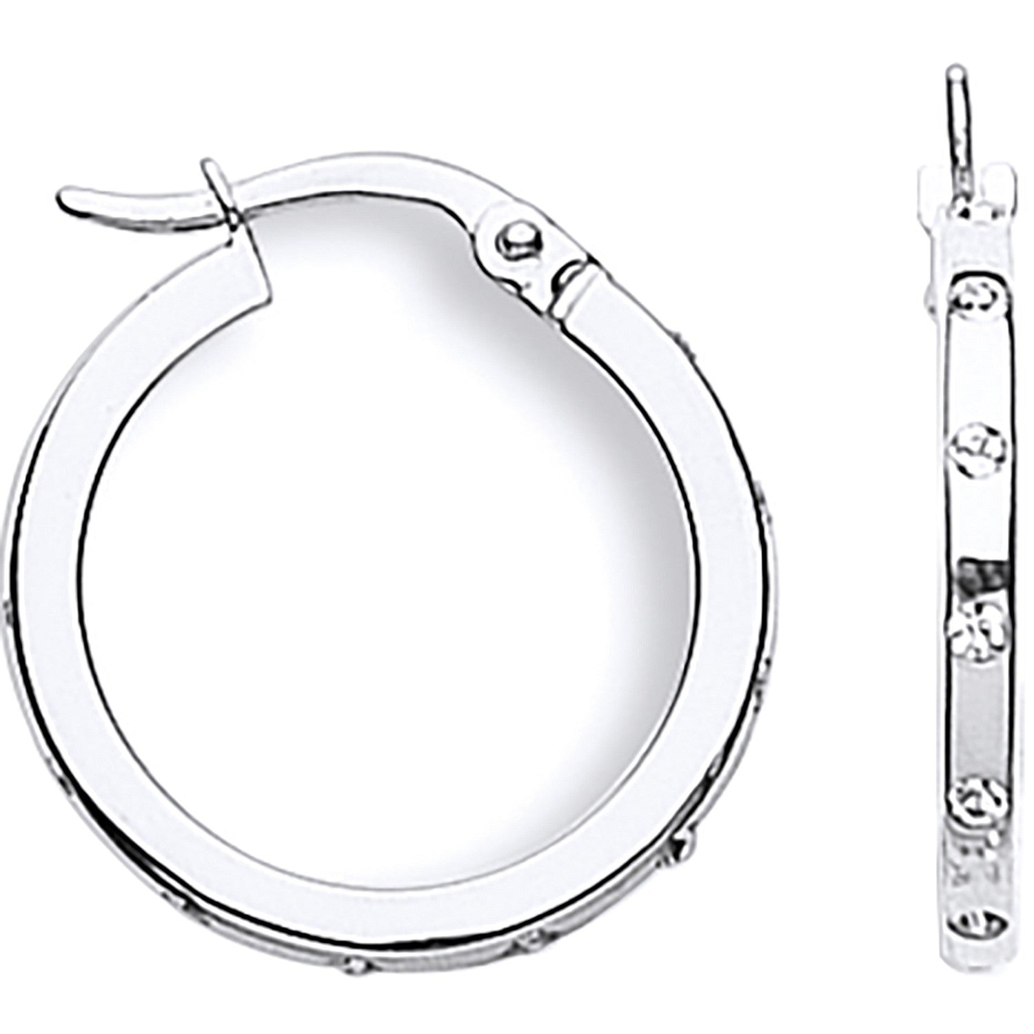 White Gold Cubic Zirconia 19.2mm Hoop Earrings