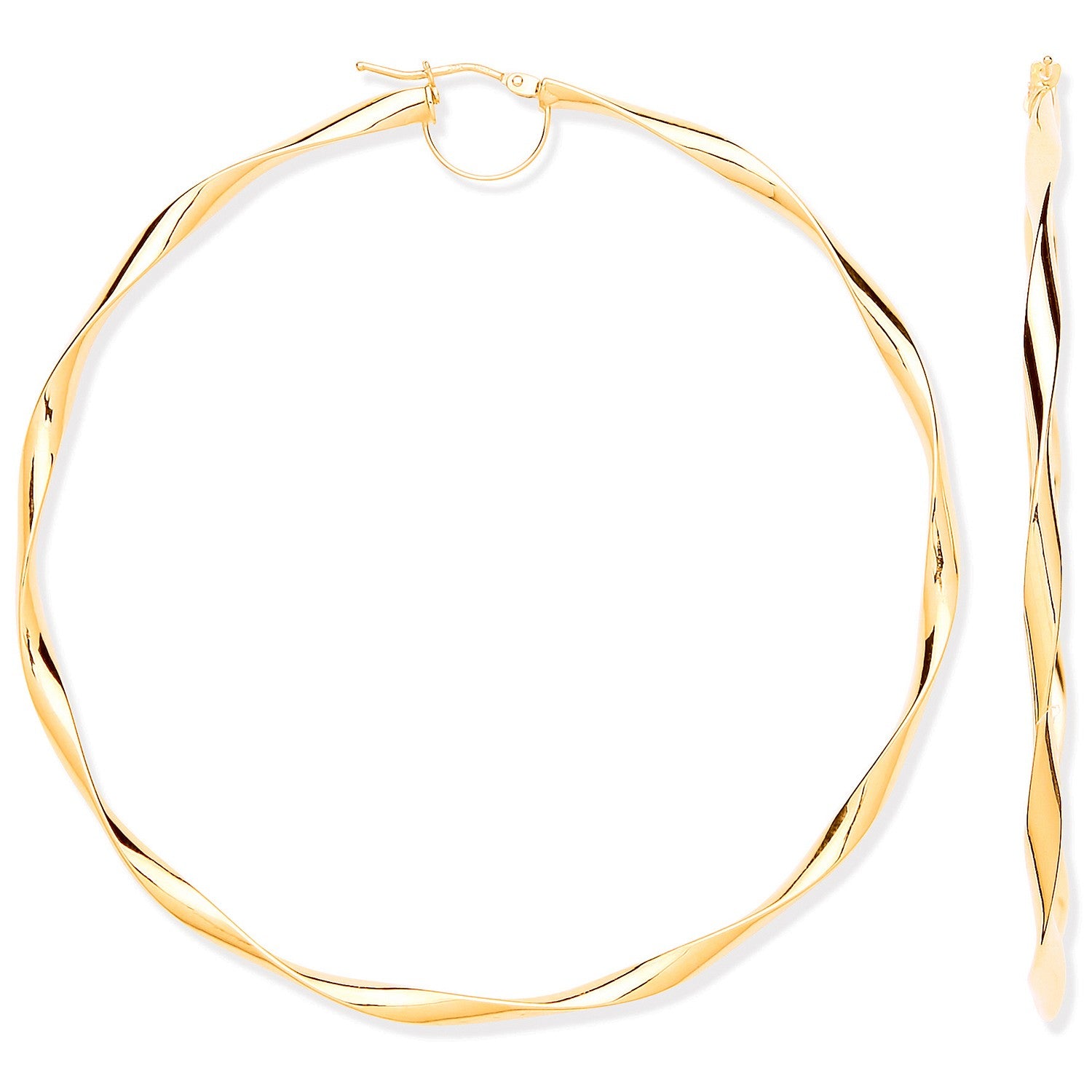 YG Hollow 75mm Twist Hoop Earrings