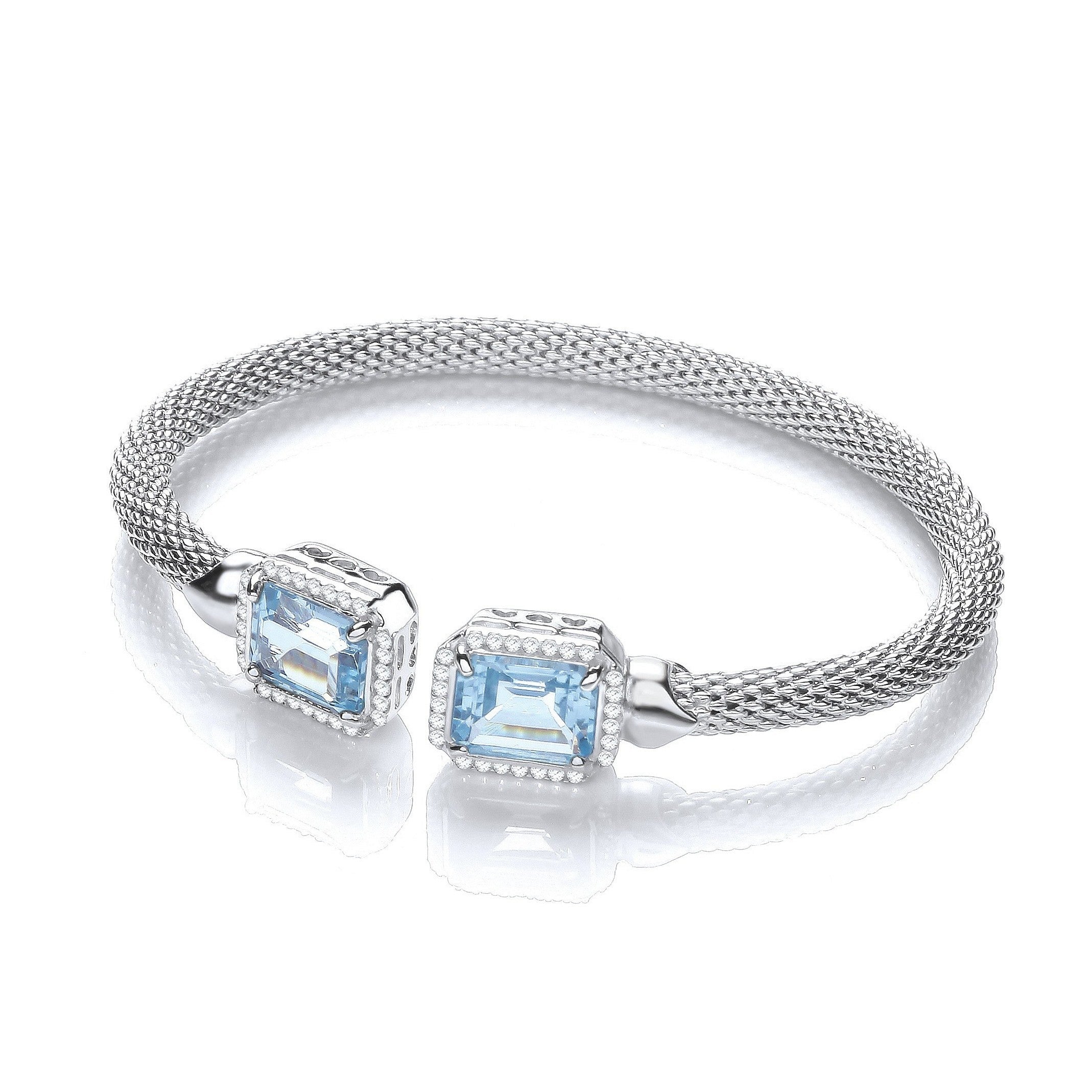 Torque Bangle with BlueTopaz and Cubic Zirconia's