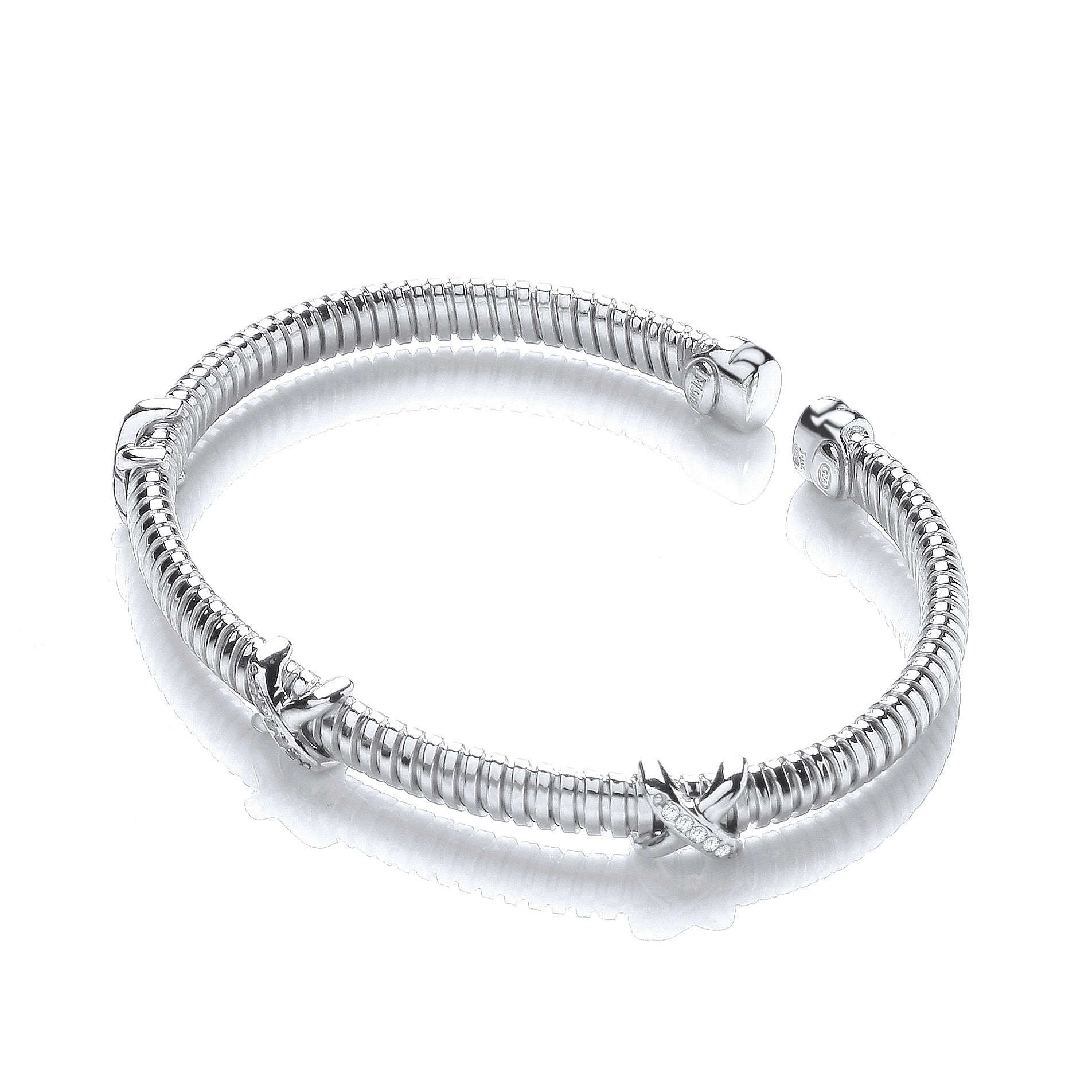 Torque Kisses Cubic Zirconia Wire Bangle