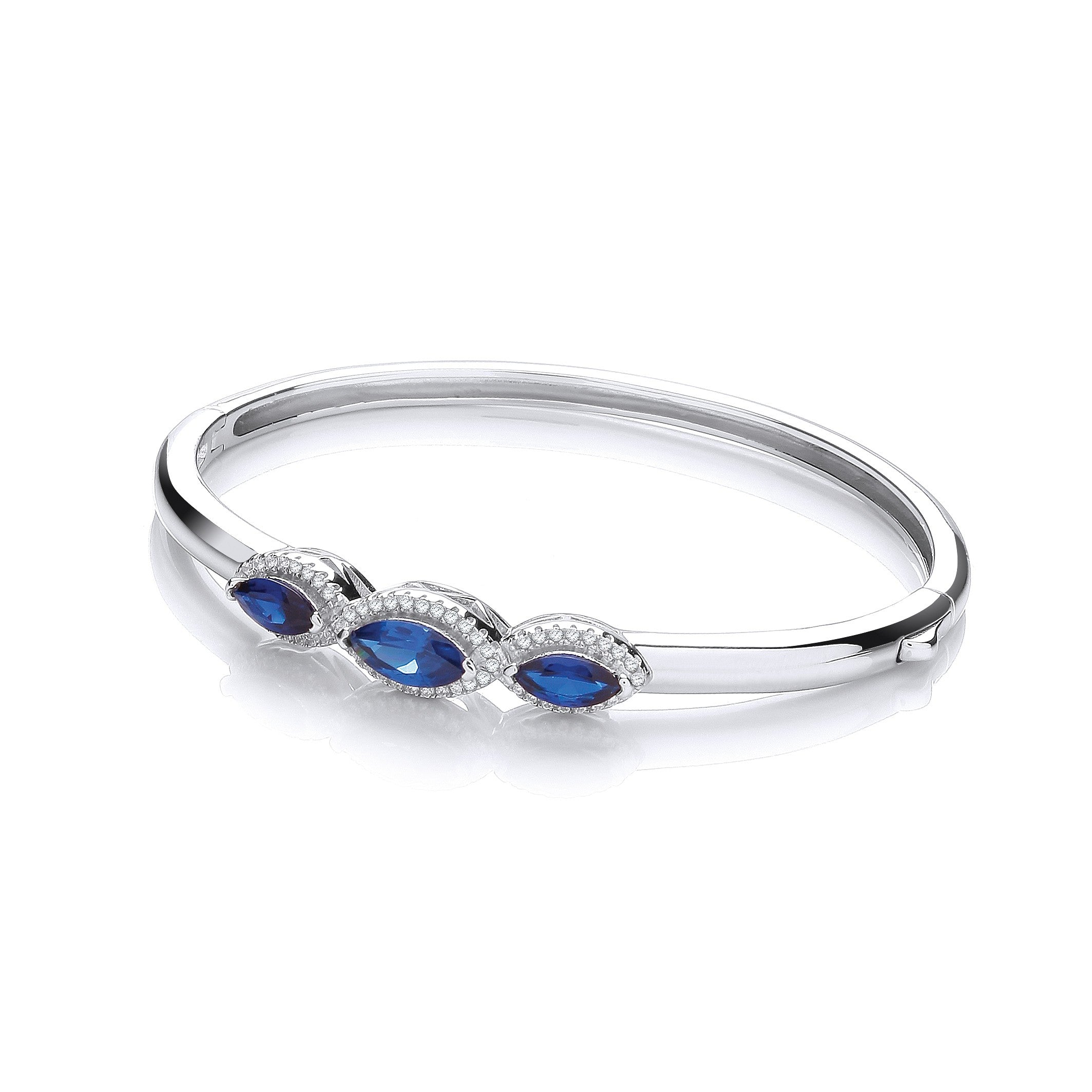 Three Azure Blue Marquise Cubic Zirconia Bangle