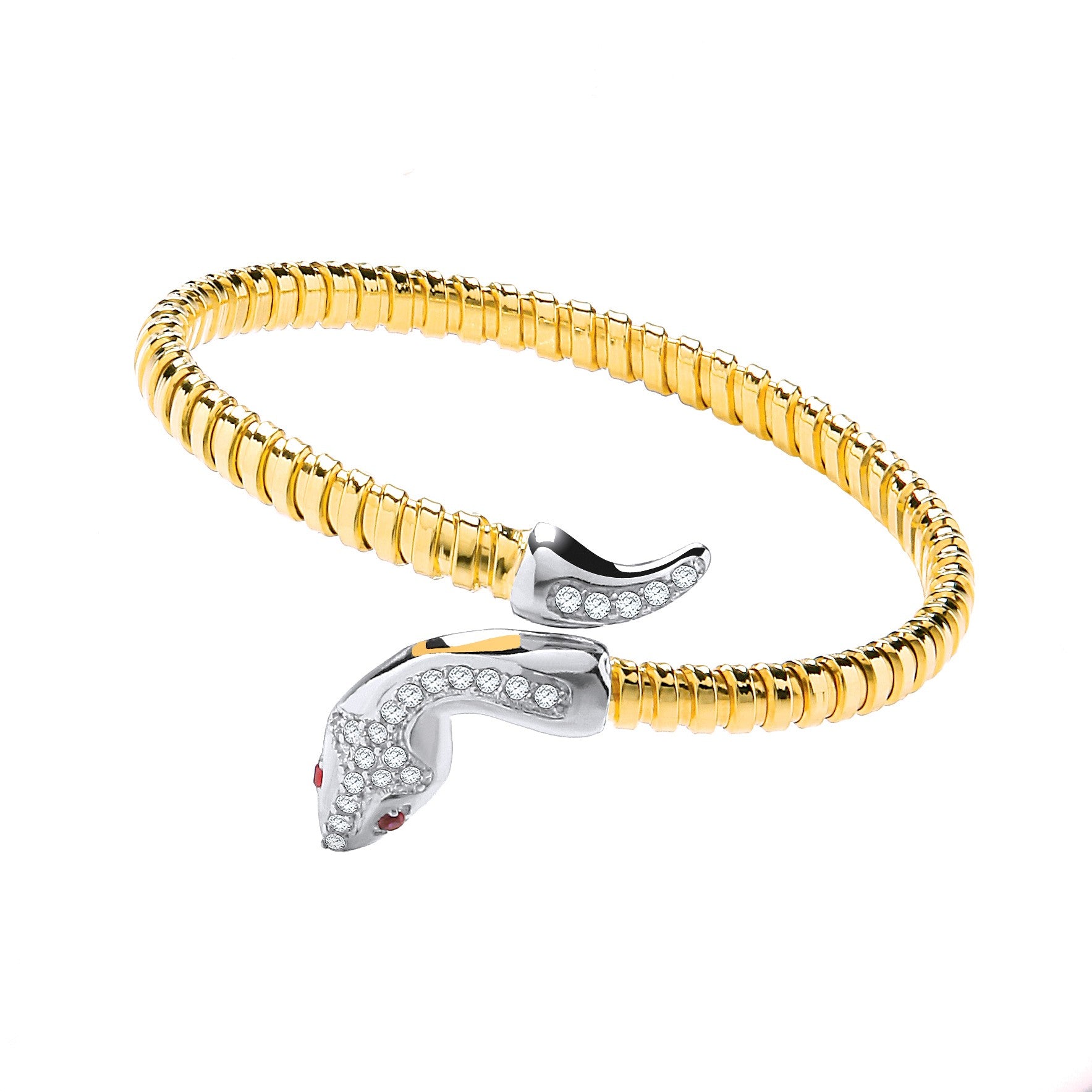 Yellow Coated Silver Snake Bangle