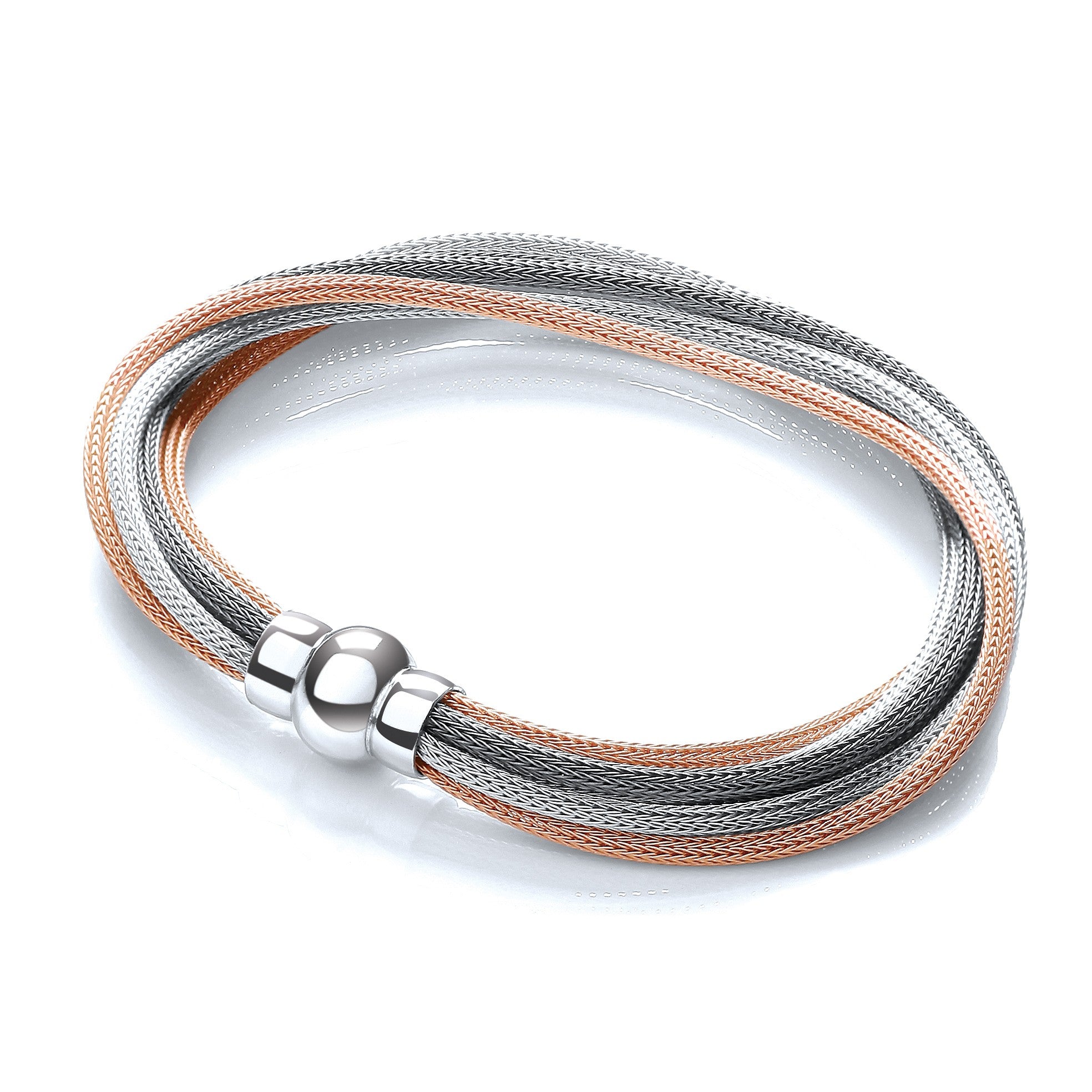 3 Tone (Rose, Silver & Ruthenium) Mesh Bracelet