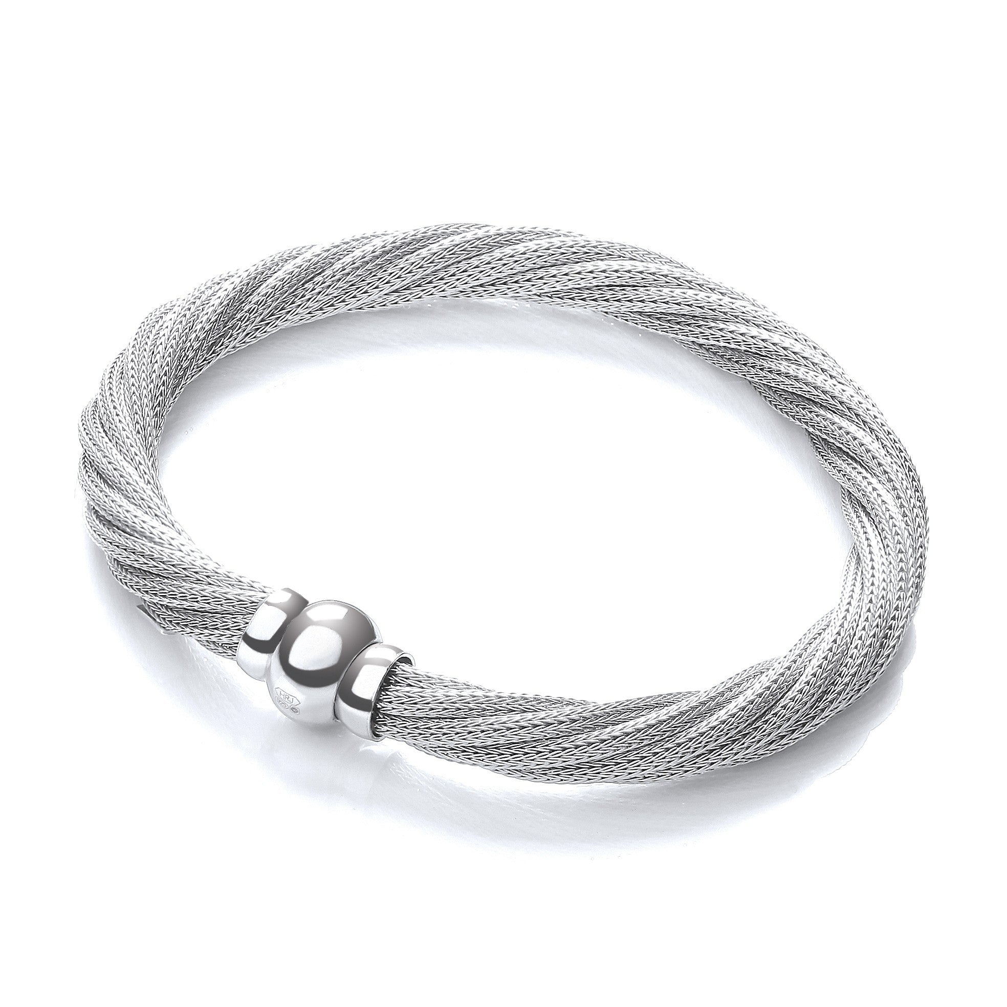 Twist Rh.Plated Mesh Bracelet