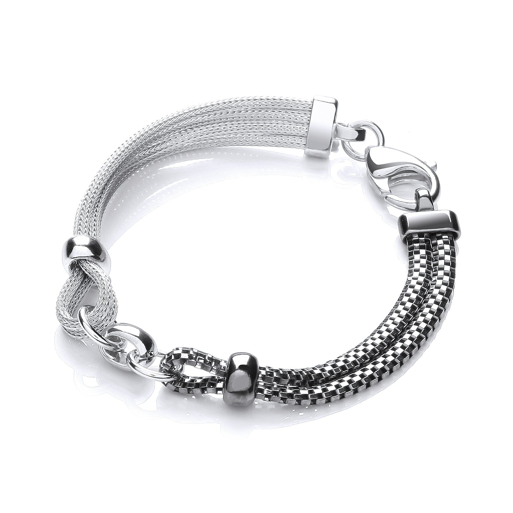 Ruthenium & Silver Mesh Bracelet