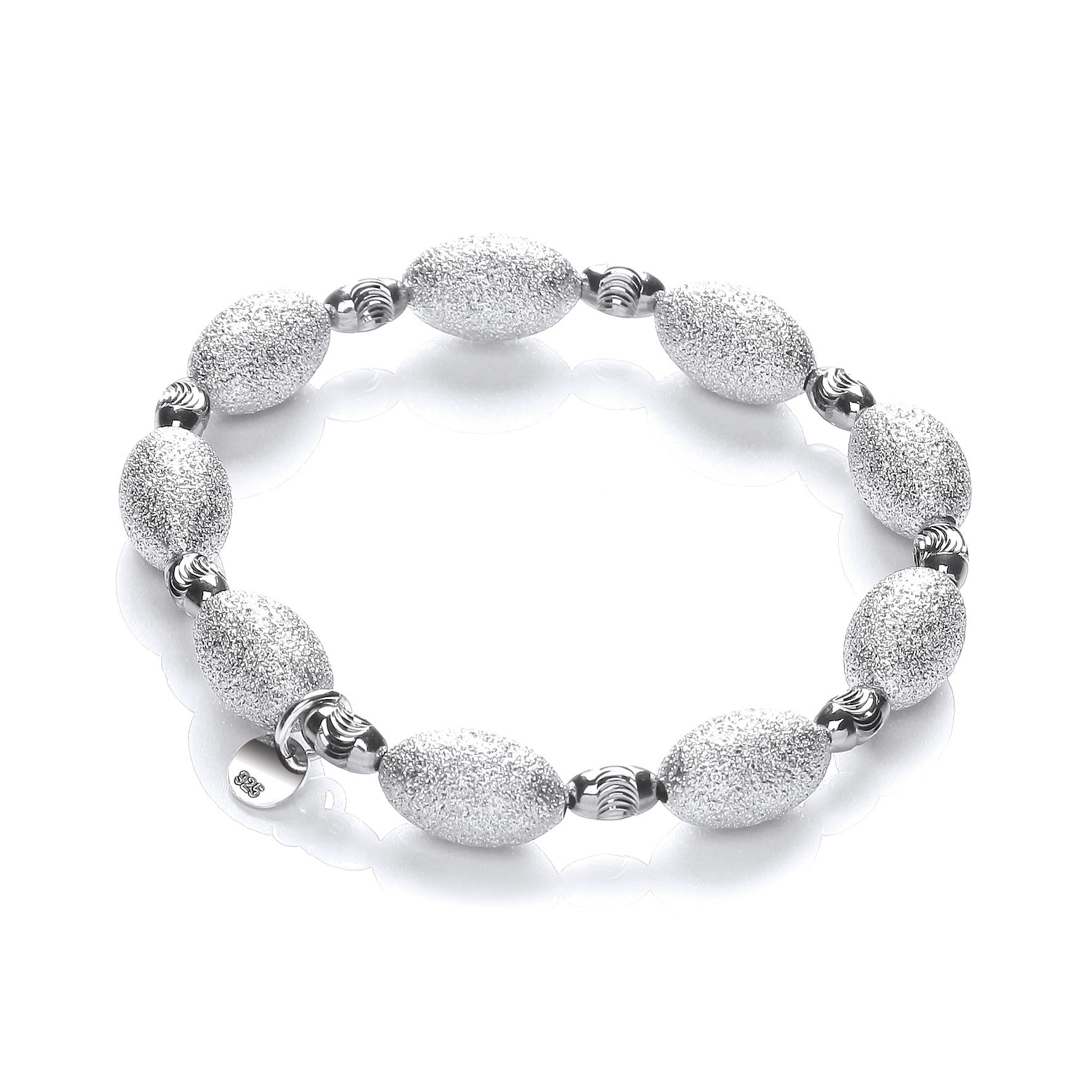 Silver bracelet with Frosted & Ruthenium Beads