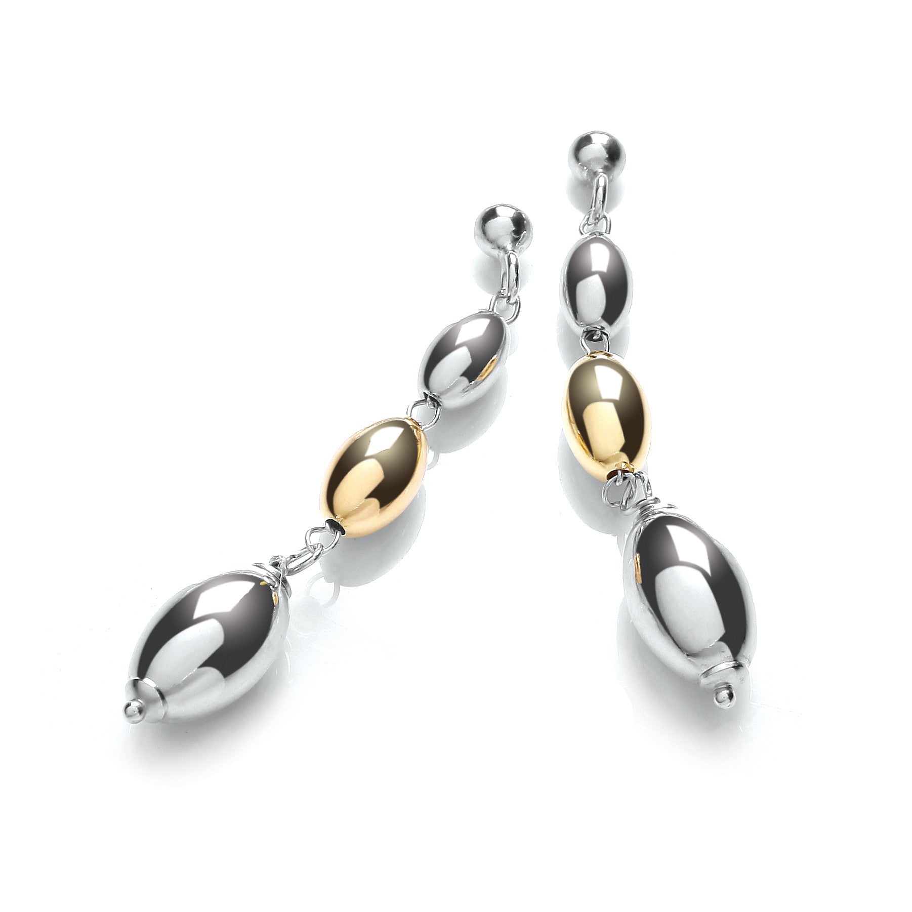 Two Tone Oval Bead Drop Earrings