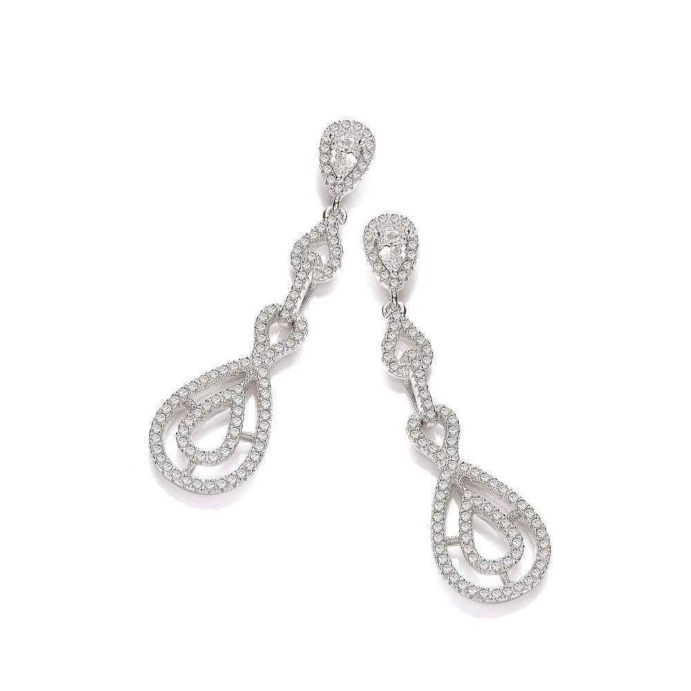 Micro Pave' Cubic Zirconia Fancy Drop Earrings