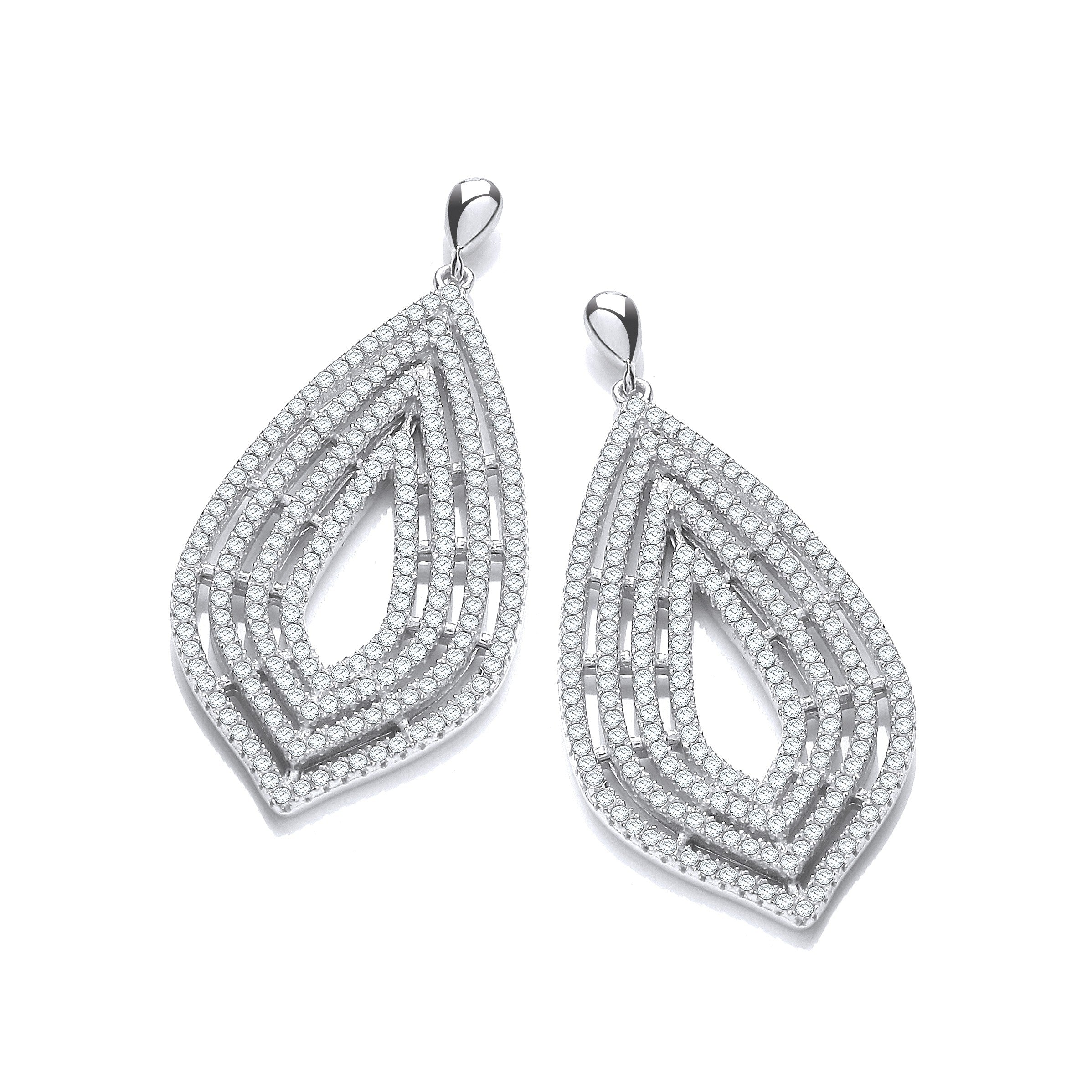 Micro Pave' Cubic Zirconia Large Drop Earrings