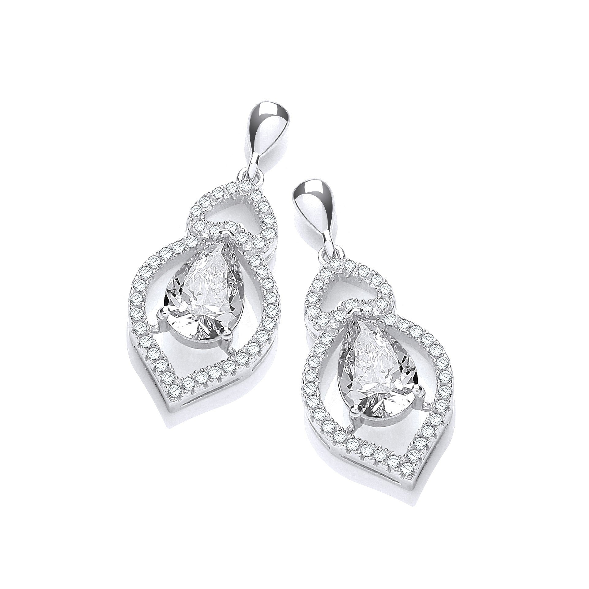 Micro Pave' Tear Drop Cubic Zirconia Earrings